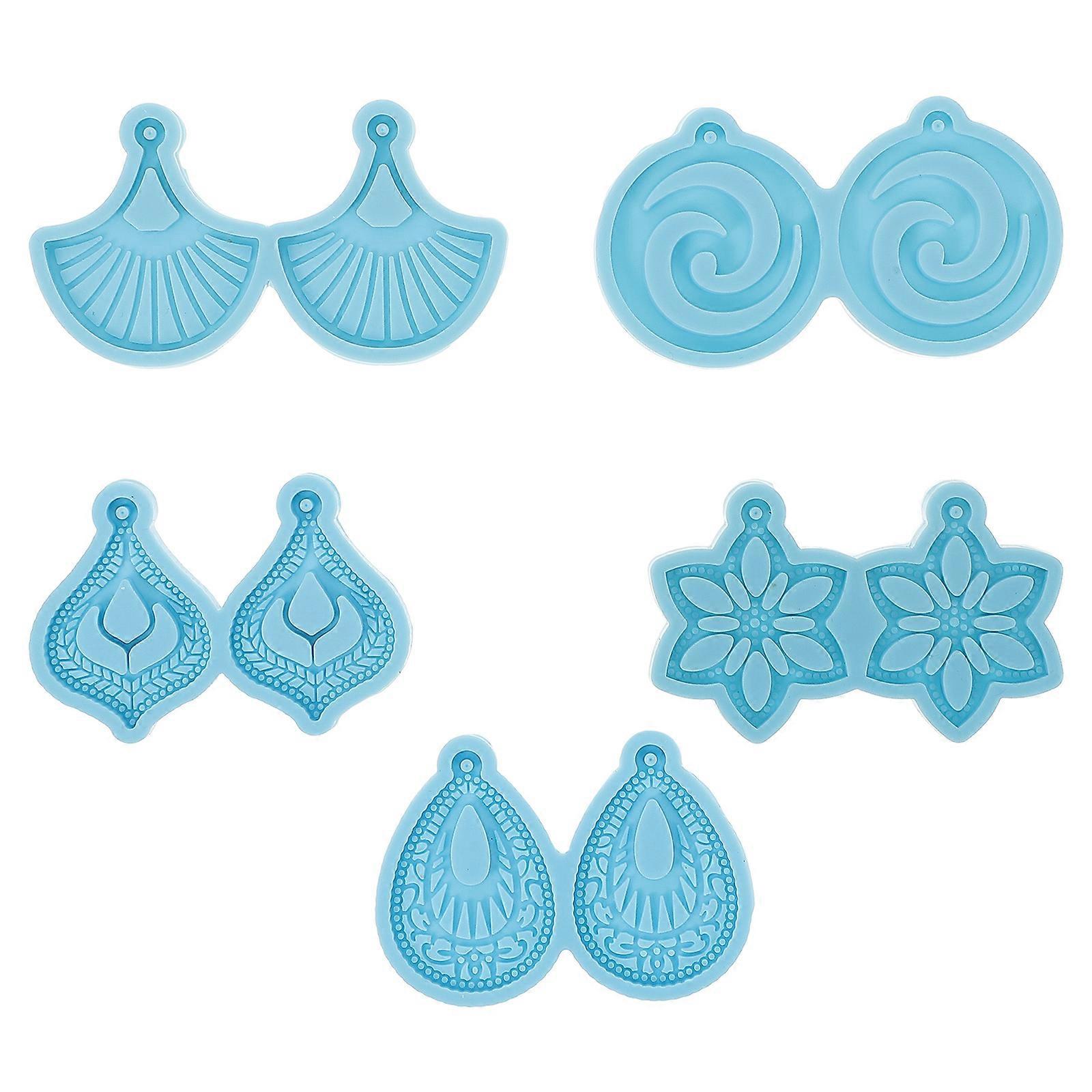 5 Piece Silicone Earring Making Mold for DIY Use Blue ColorCrafting Supplies