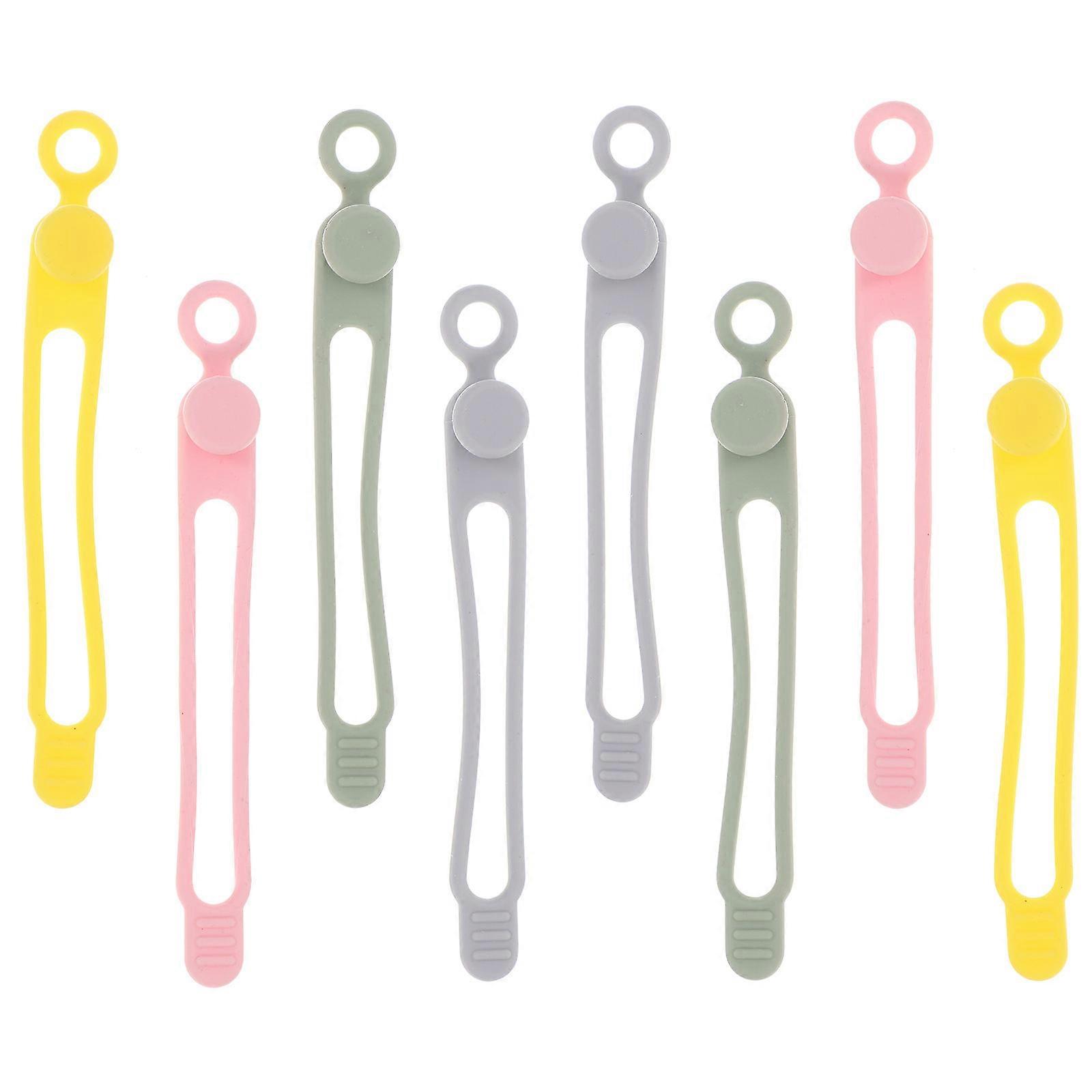 Flexible Silicone Cable Ties for Earphone Data Line Organizer with Assorted Colors 8pcs