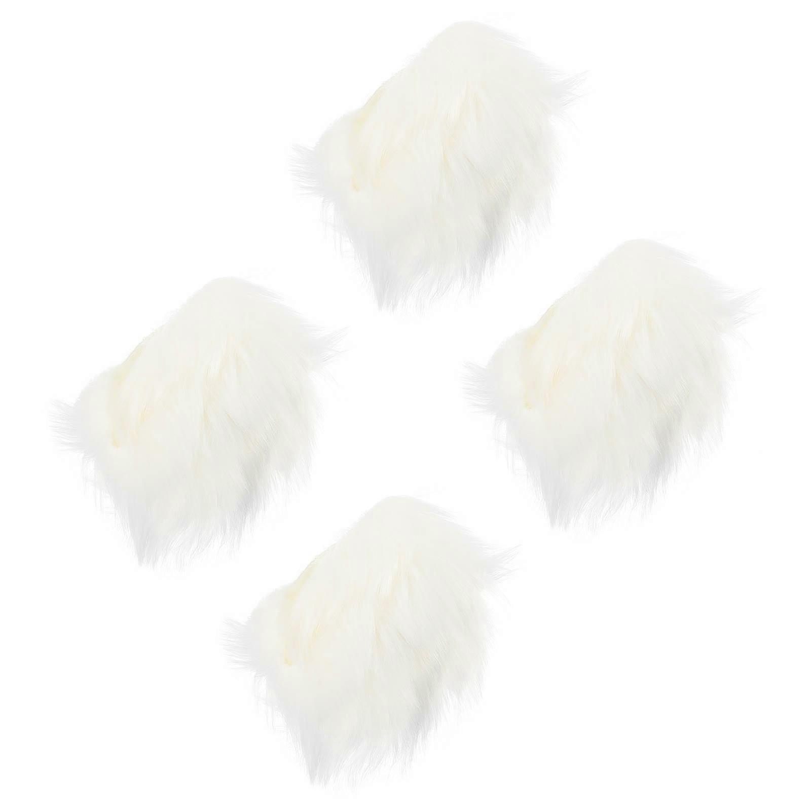 White Faux Fox DIY Fabric Prop for Headwear Accessories and Clothing Decor 4Pcs Artificial