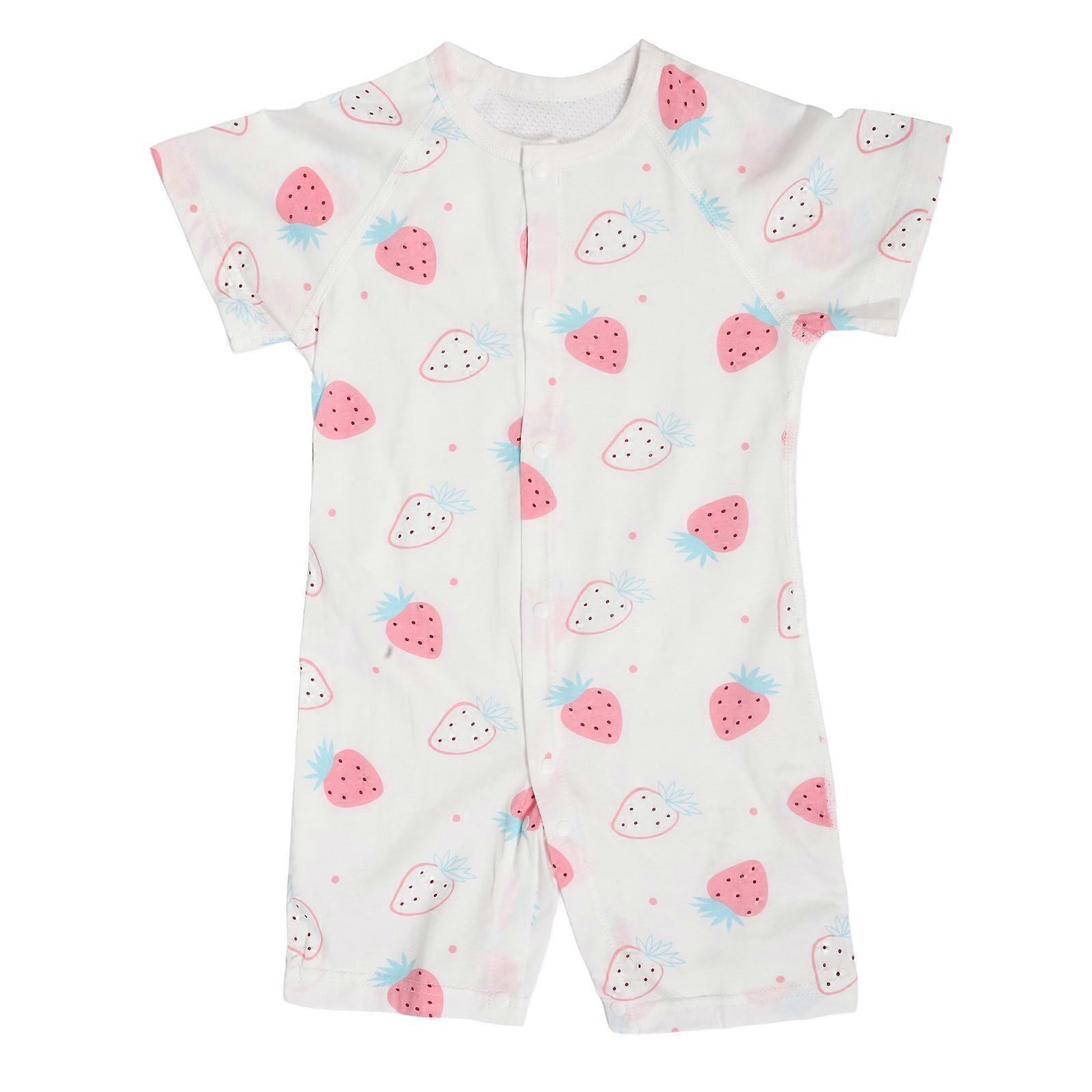 Adorable Strawberry Print Baby Romper Made from Soft Cotton for Comfortable Summer Wearing 024 Months