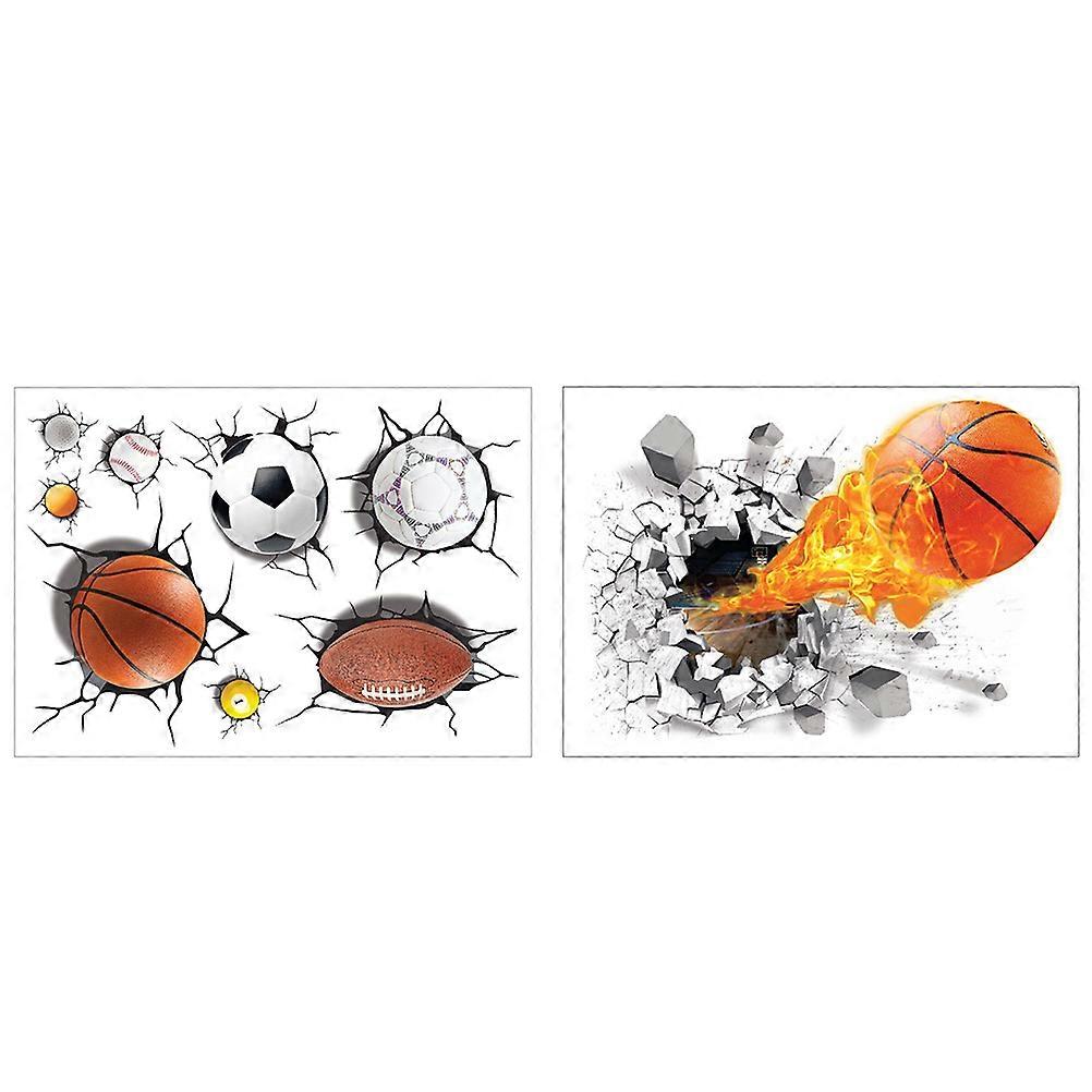 Wall Stickers Decor Simulation Ball Wall Decals Living Room Assorted Color 70X50CM Easy to Peel and Stick 2Pcs