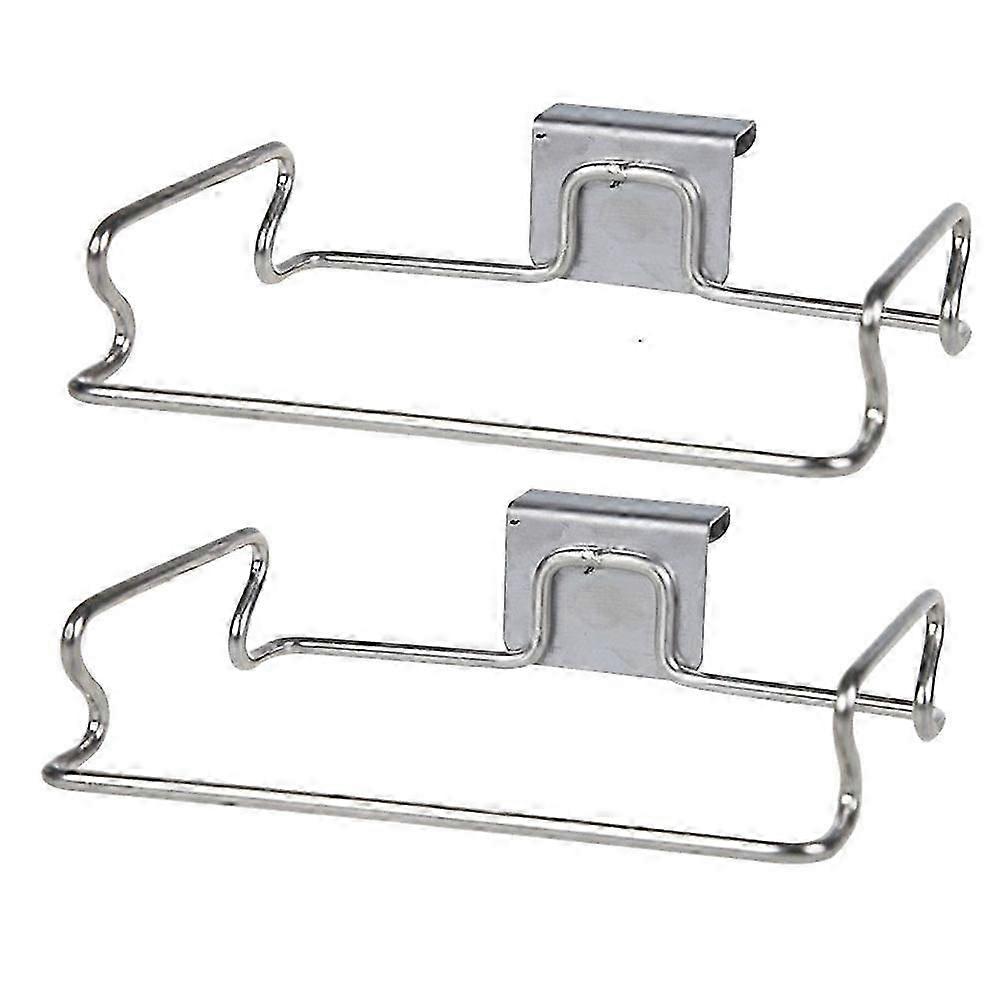 Hanging Shelves Garbage Bag Hanger Towel Drying Silver 18.5x14.5cm Simple Design 2Set