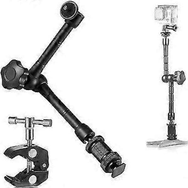 11 inch Articulating Friction Arm & Large Adjustable Super Clamp with 1/4\" and 3/8\" Thread for DSLR Camera Rig