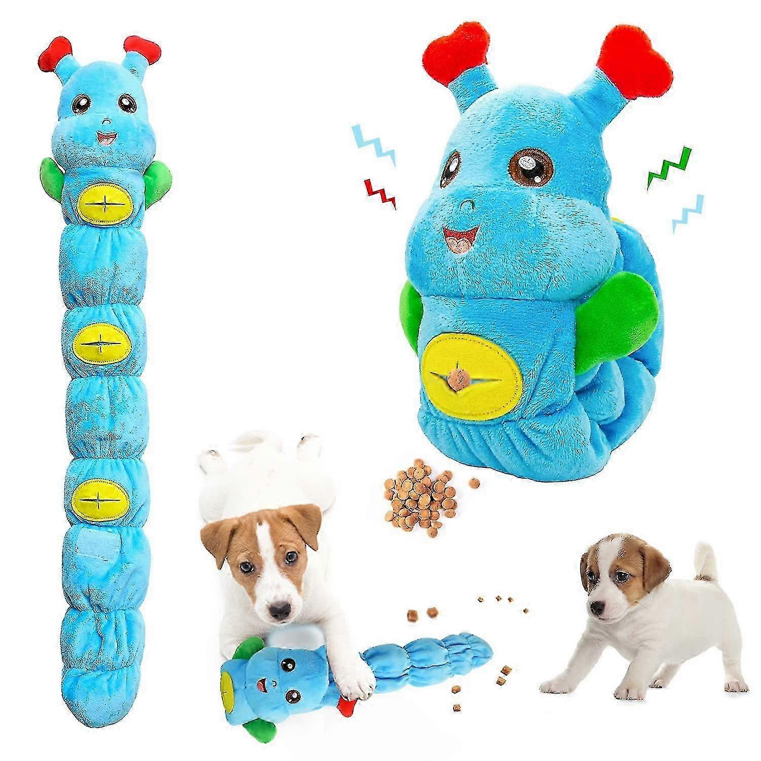 2025 Interactive Dog Toys for Aggressive Chewers, Squeaky Plush Caterpillar Dog Toy Teething Puppies