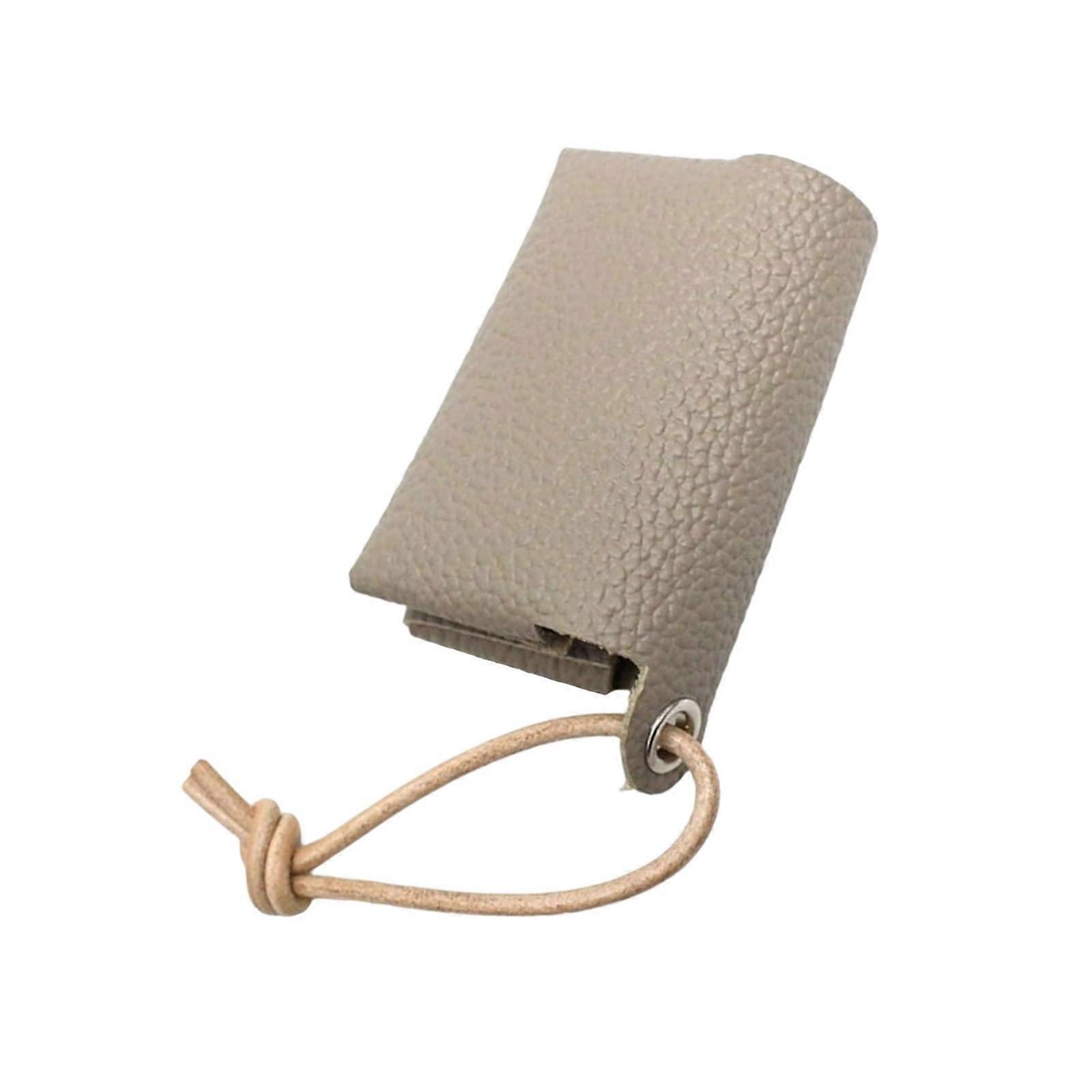 Compact Japanese style, leather, handkerchief holder, foldable paper box, bag, adjustable cord, travel handkerchiefs gray
