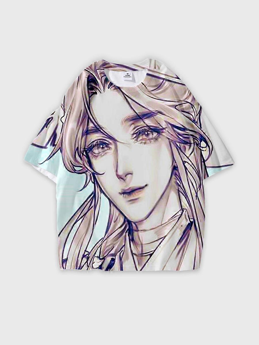 T-shirt round neck Role Pattern loose short sleeve E4008