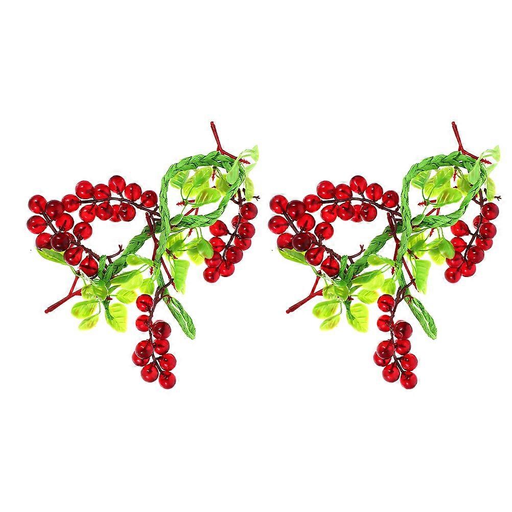 Simulation Grape Bunch Decoration For Indoor Use In Red Plastic With Realistic Design 2Pcs