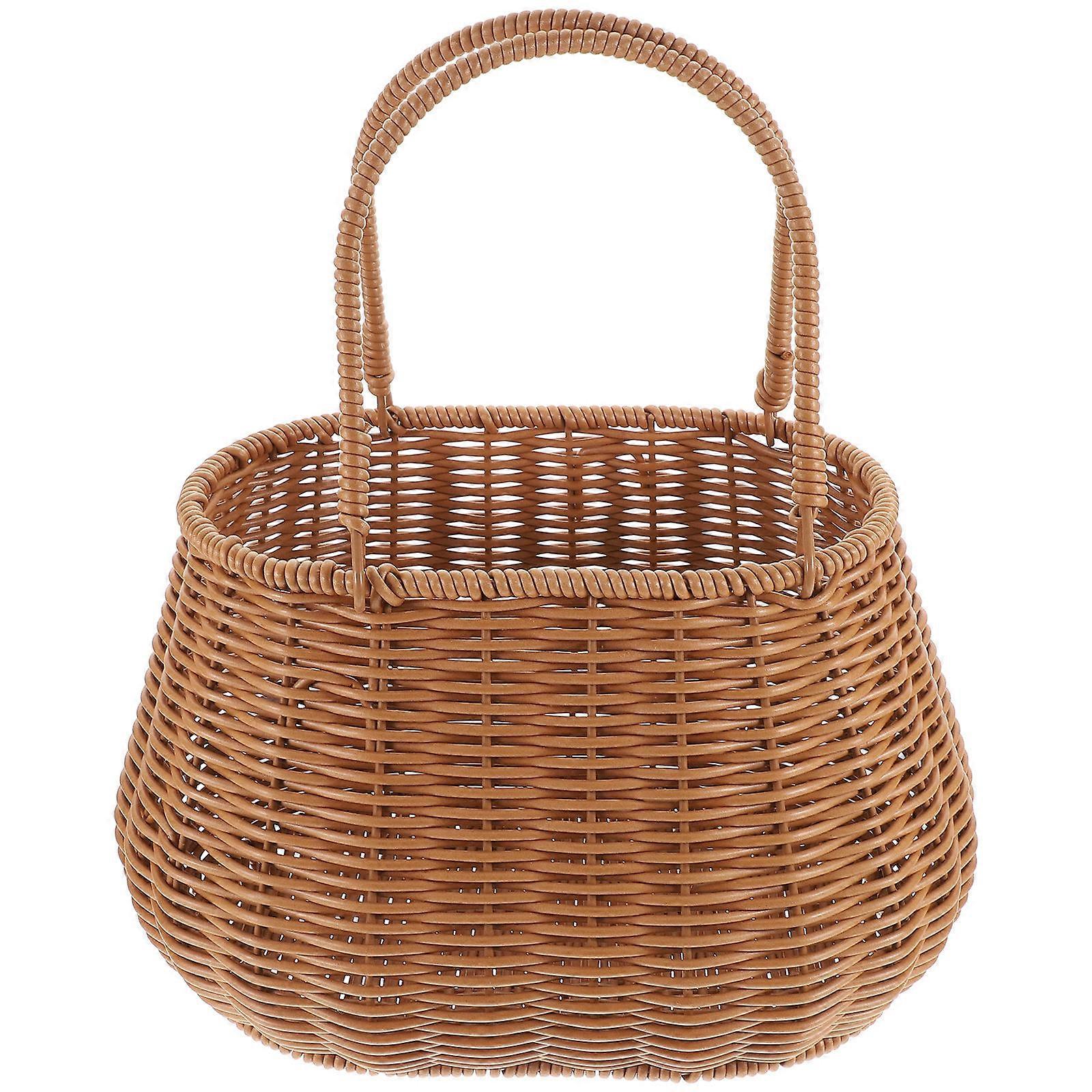 Hand Woven Basket for Storage Light Brown Multifunctional and with Large Capacity 12.5x8.5x10 inches