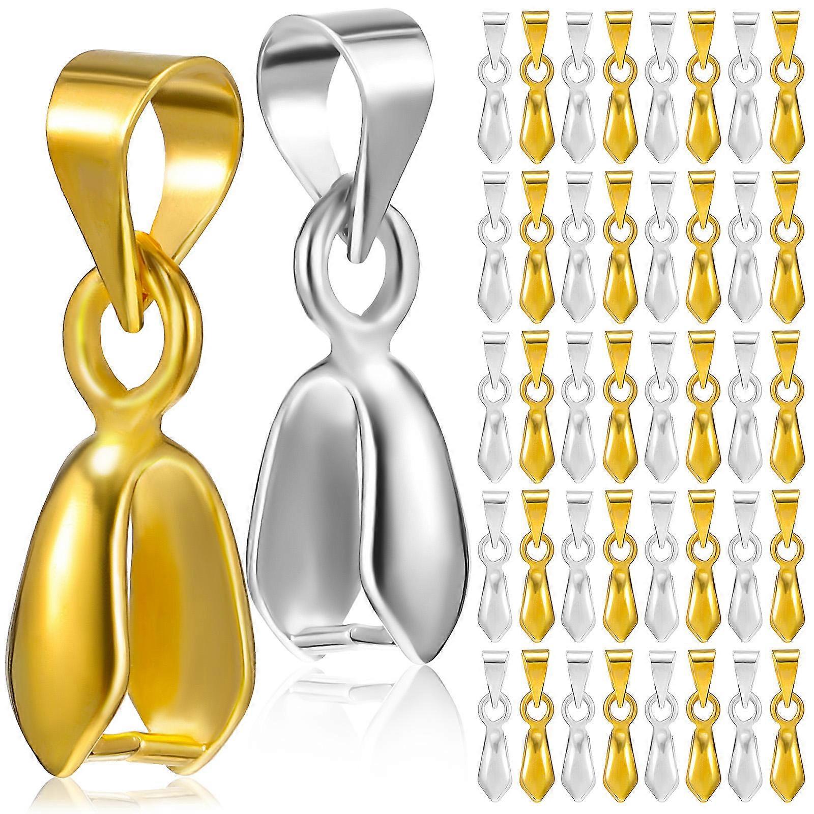 100 Pcs Pinch Clasps Bails for Pendant Making Jewelry Connector Buckles