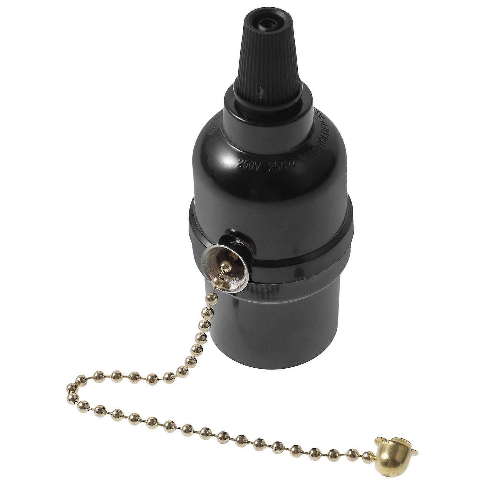 Pull Chain Light Fixture E26 Ceiling Light Socket Pullswitch Lamp Holder Accessory Home Lighting Sleek Black Design 1Set