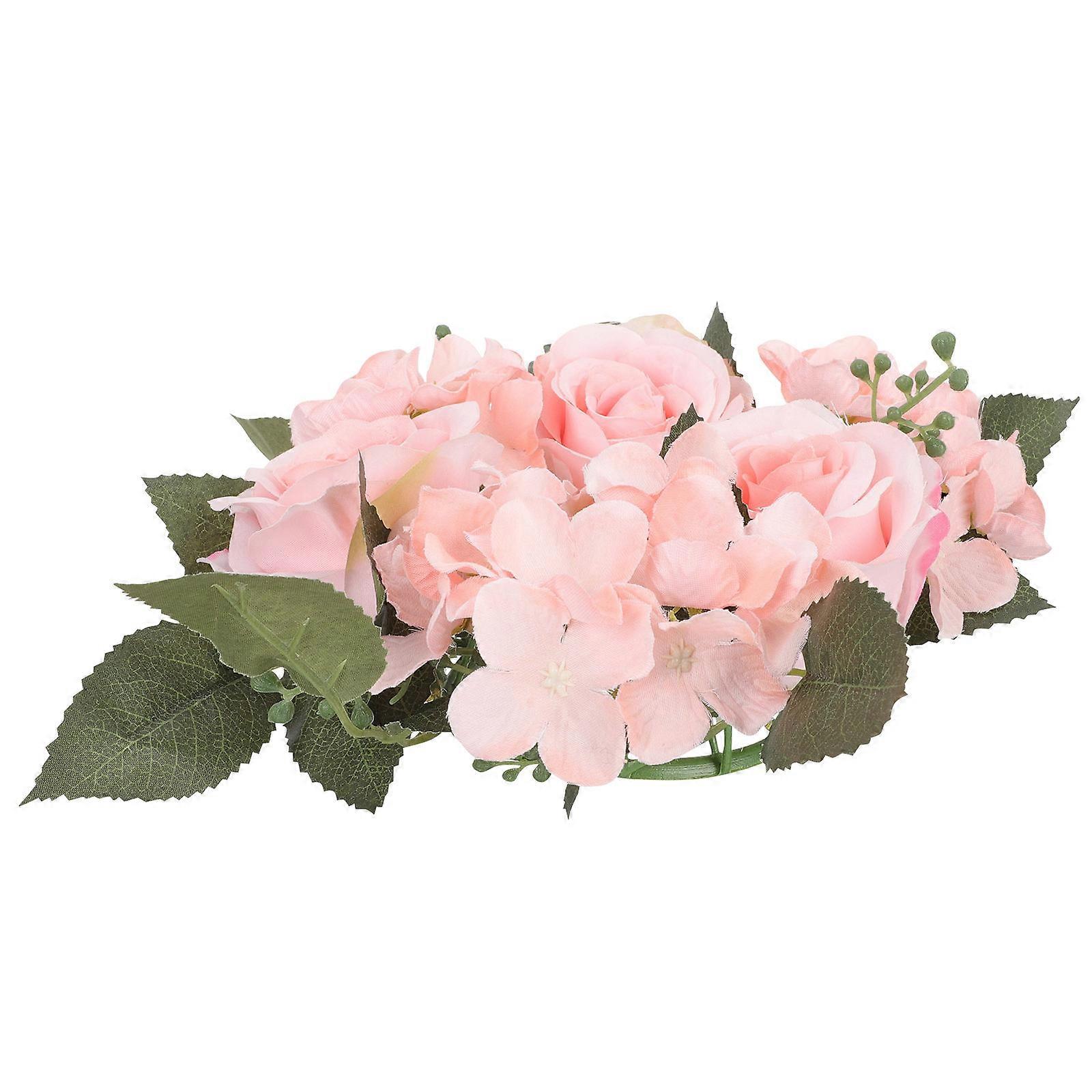 Artificial Pink Rose Garland with Ring for Home, Wedding & Event Decorations – Non Deforming Floral Arrangement for Tables and Centerpieces