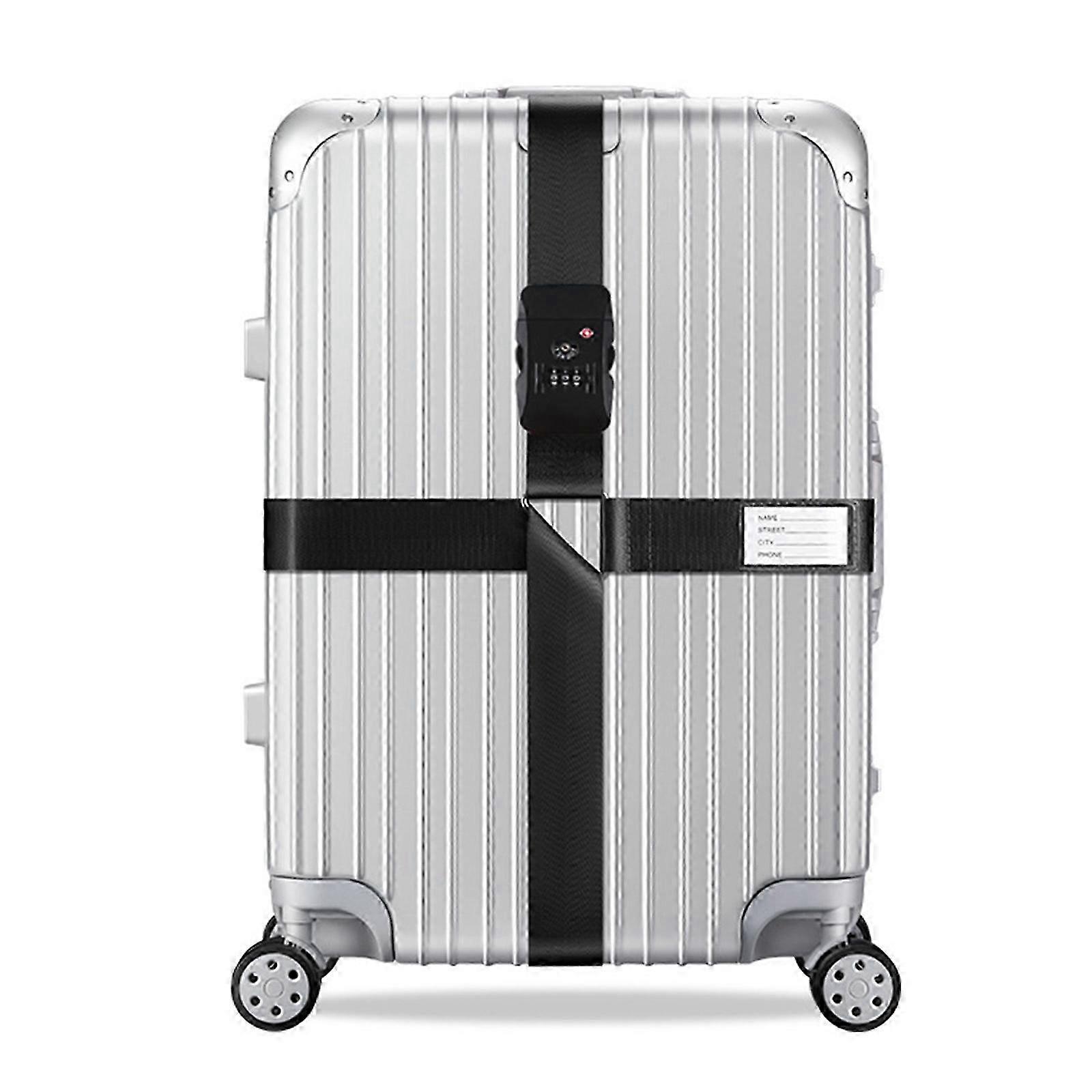 Secure and Adjustable Cross Packing Straps for Travel Luggage with Password Lock for Business Trips and Vacations Black