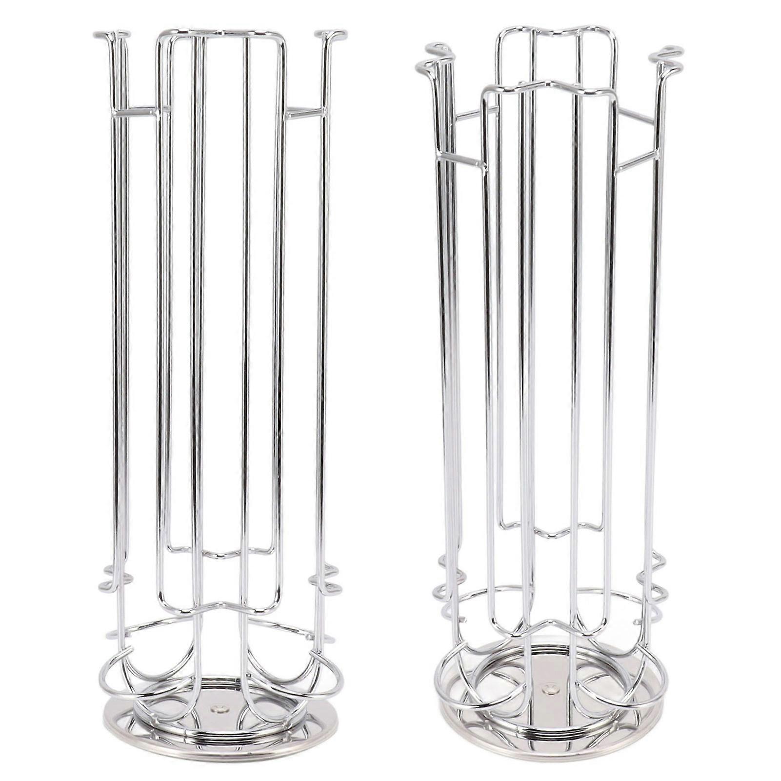 Coffee Capsule Holder for 24 Coffee Pod 360 Degree Rotating Coffee Pod Carousel Storage Display Rack Stand Silver 