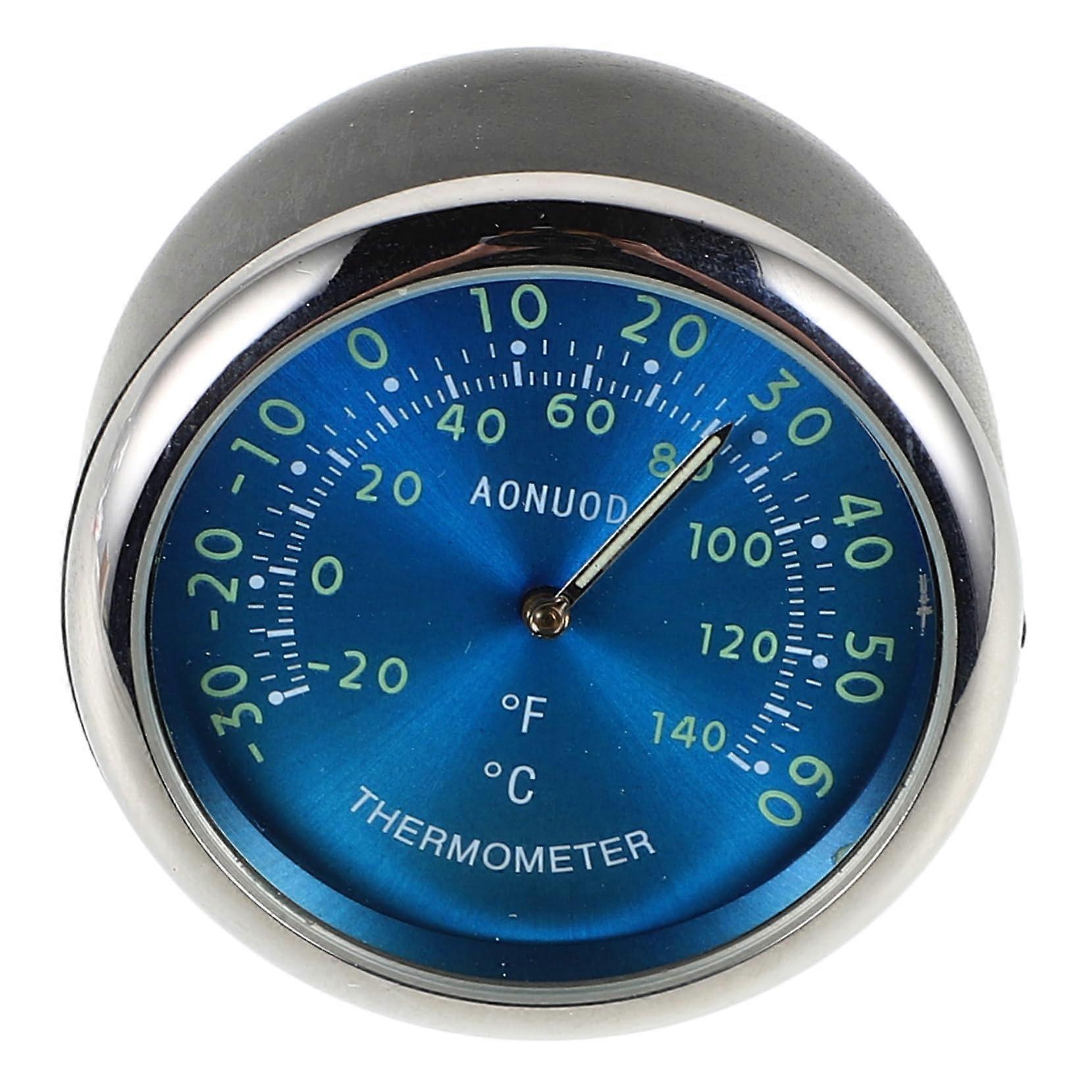 Luminous Mini Vehicle Thermometer with Clock - Blue Dashboard Decoration, Precise Temperature Display, Stylish Car Interior Accessory