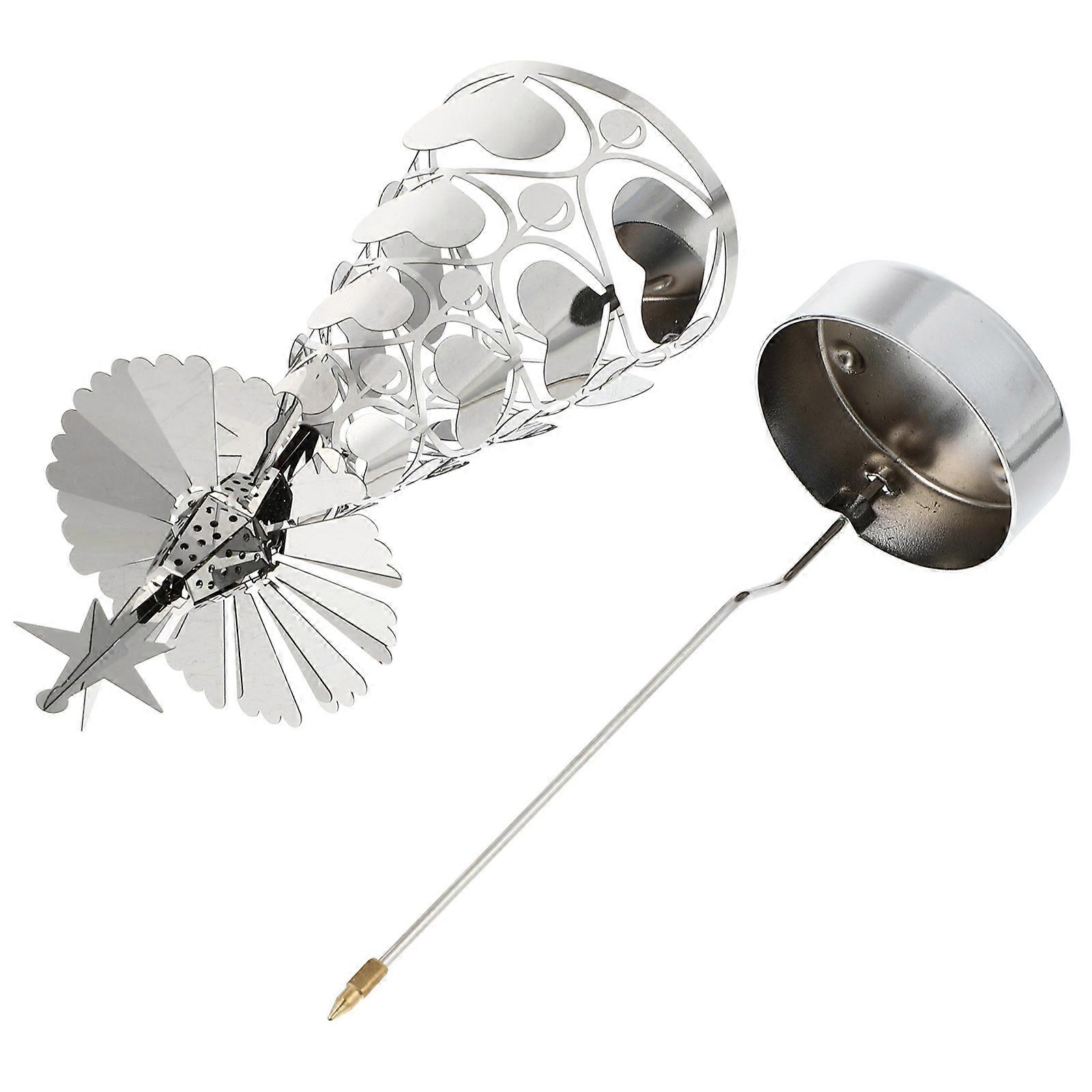 Silver Rotatable Xmas Candle Holder For Party Organizers Christmas Tree Shape 1Set Decorative Item