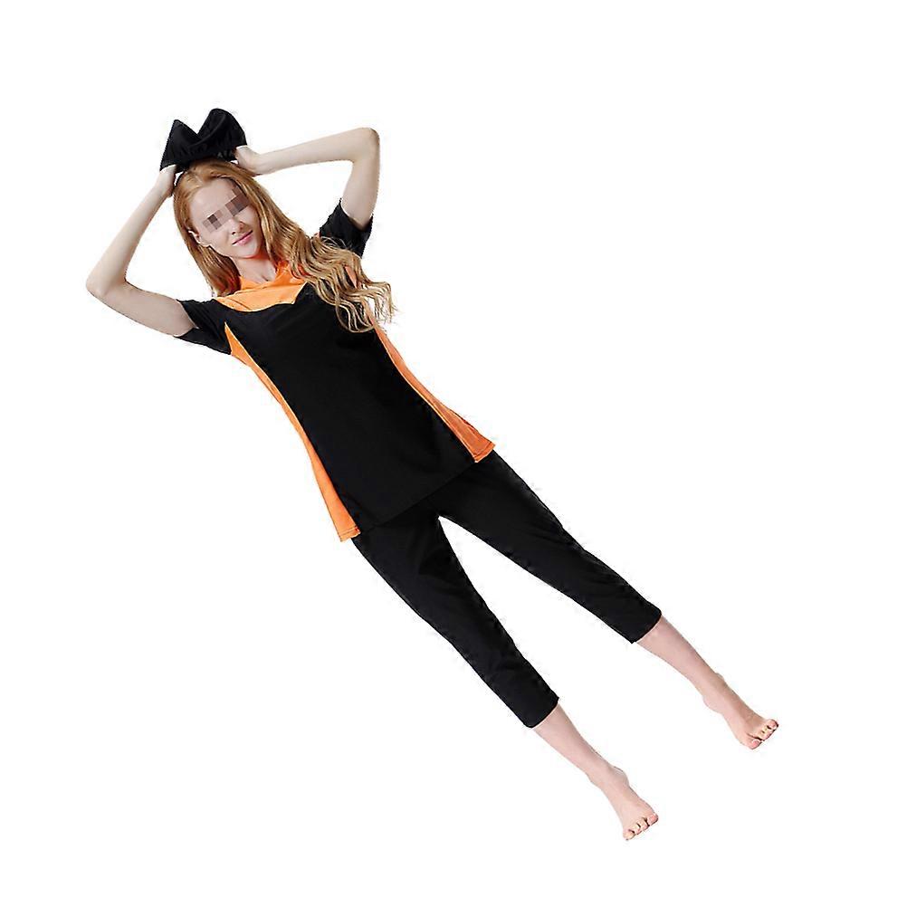 Full Coverage Muslim Swimsuit Featuring Conservative Style In Orange For Summer Surfing 1 Set