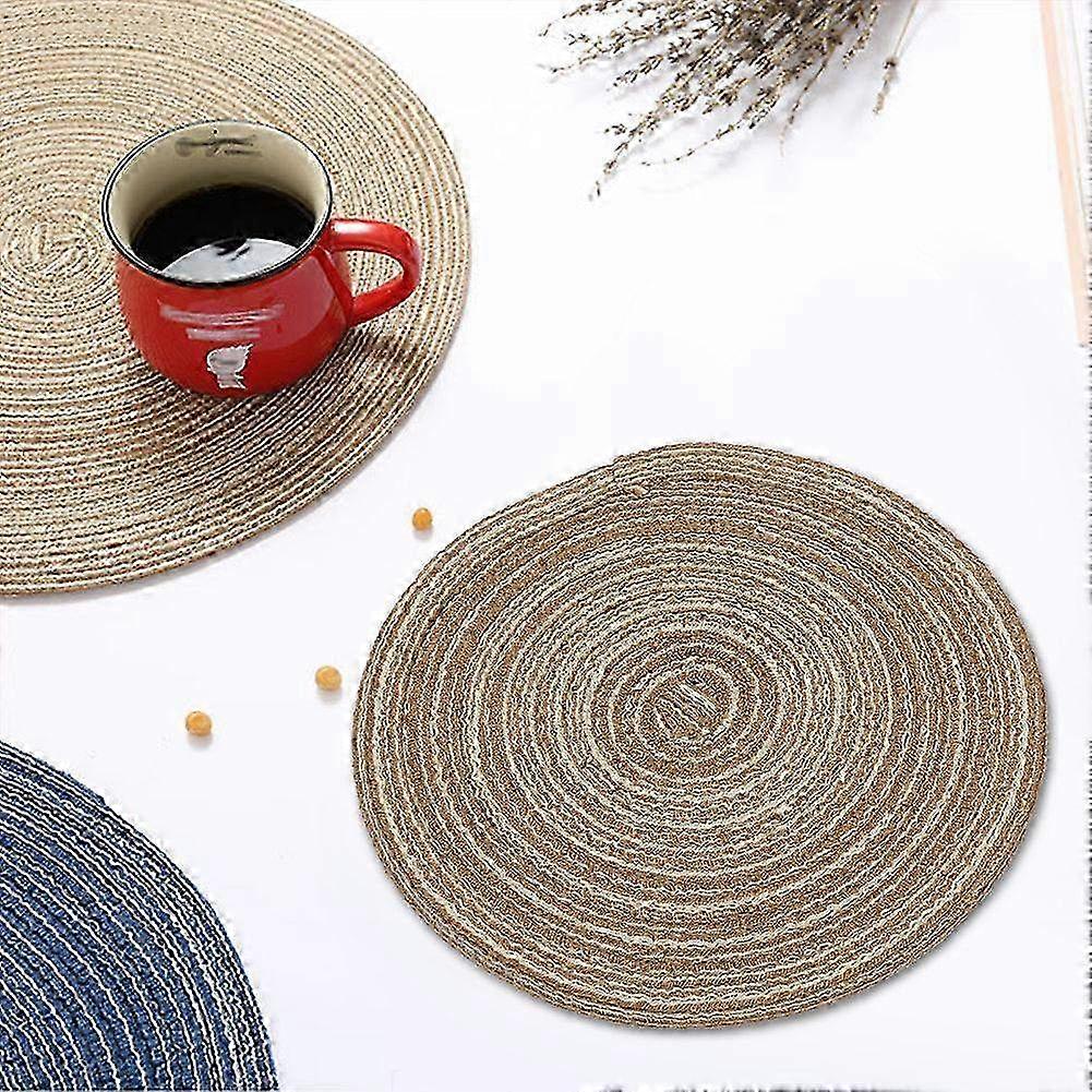 Cute Japanese-Style Round Ramie Table Mat - Insulation Pad for Coffee & Dining - Decorative Heat-Resistant Tableware