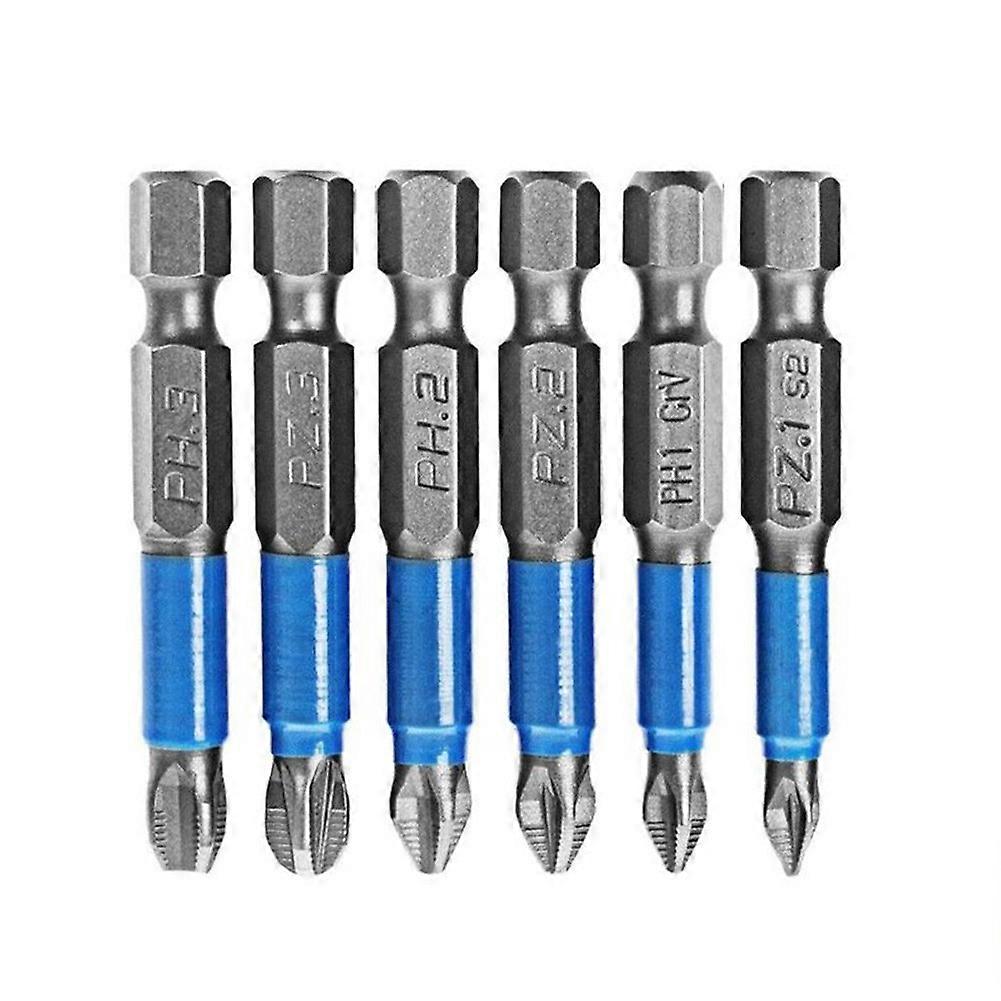 6Pcs Anti-slip Screwdriver Set Electric Impact 50mm PH1/PH2/PH3/PZ1/PZ2/PZ3 High Quality Alloy Steel S2 Screwdriver Set
