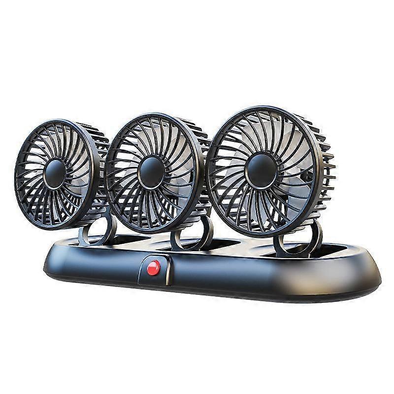 Car Three-head Adjustable Folding Fan With Number Plate