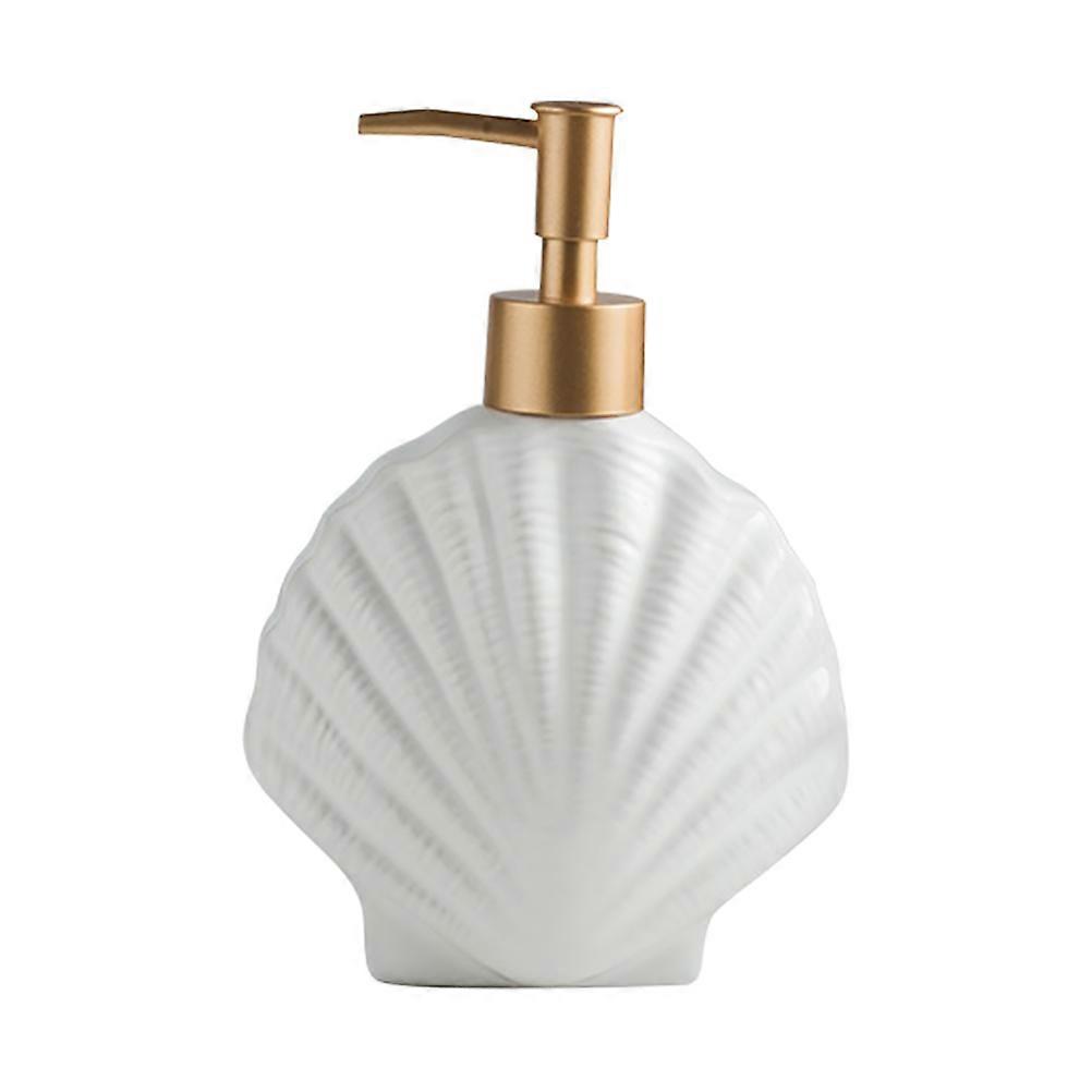 Ceramic Shell Soap Dispenser Bottle White Easy Refill and Clean for Home Use