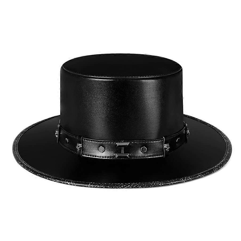 Doctor Hat  Leather Black Flat for Halloween Cosplay