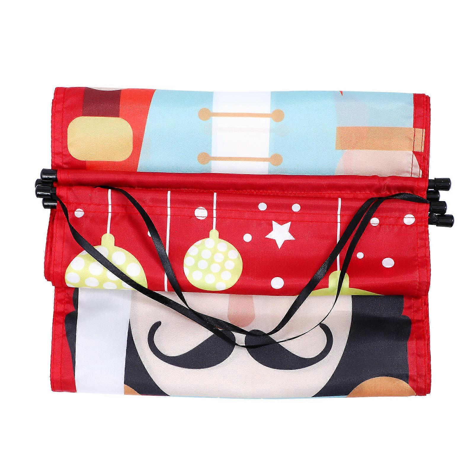 Christmas Door Curtain Decorative Banner Reusable Festival Couplets Funny Merry Christmas Pattern Bright Xmas Decoration Front Porch Entrance Garden