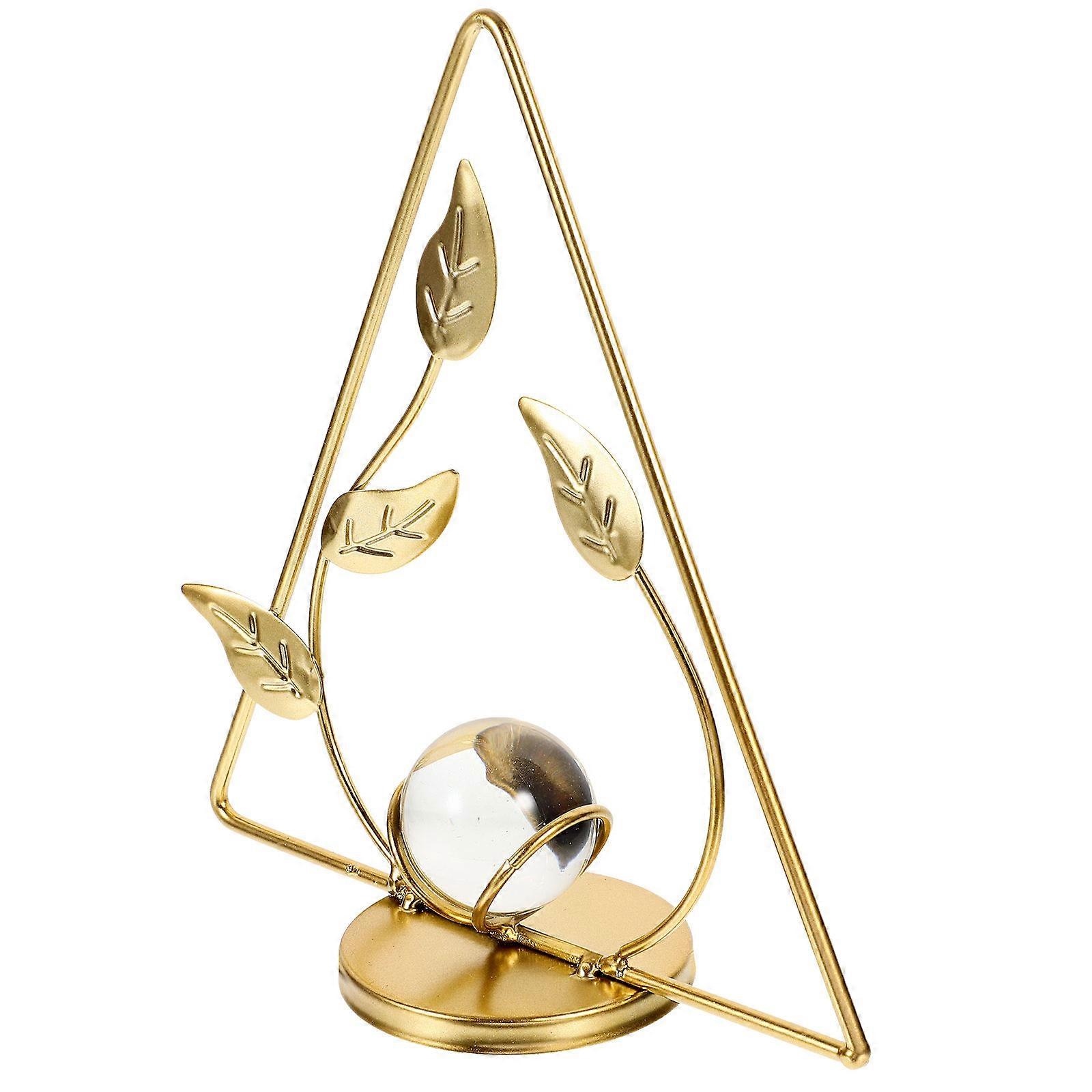 黄金色と滑らかな表面の家の装飾またはオフィスの装飾のためのクリスタルボールを備えた豪華なリーフ置物1パック