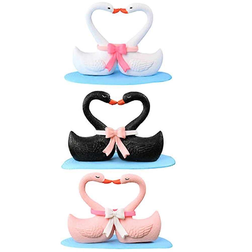 3pcs Mini Swan Decor, Cute Bonsai Swan Ornaments for Garden Layout, Lightweight Durable Swan Figures for Mini Gardening and DIY Projects