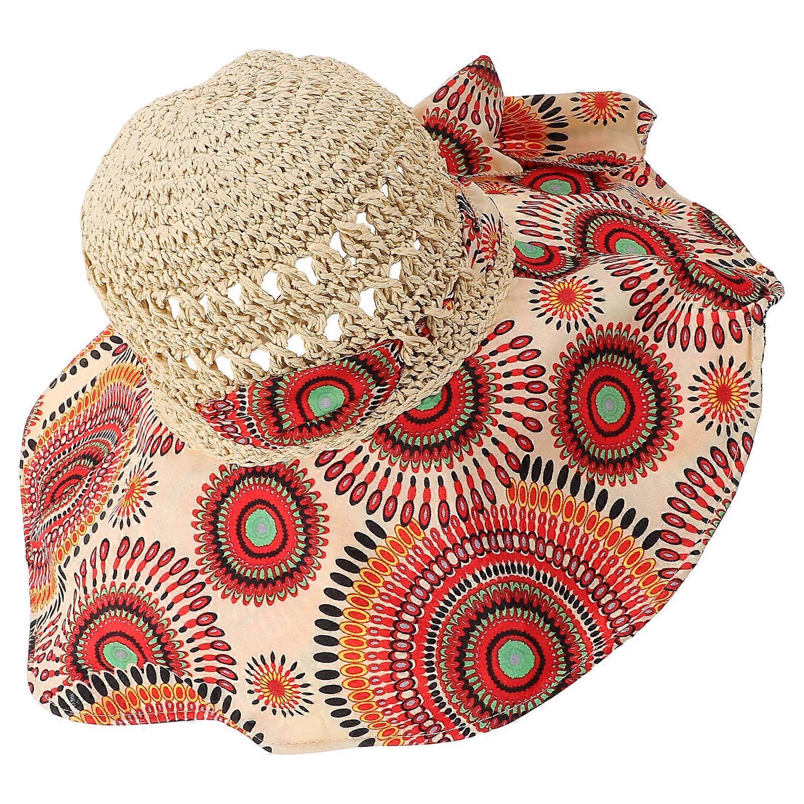 Multi Color Woven Sun Blocking Hat For Photo Shoot Summer 1Set