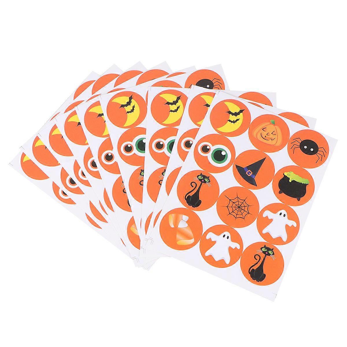 10 Sheets Round Shape Halloween Stickers For Notebook Decoration Assorted Color Sealing