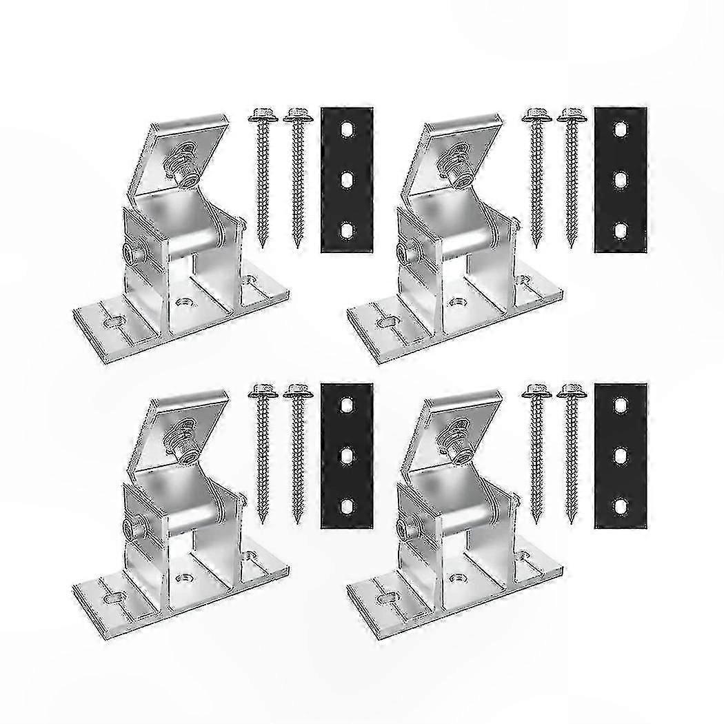 Adjustable Solar Panel Mounting Brackets, 4-Pack Roof Hooks for PV Modules, 10-60 Compatibility