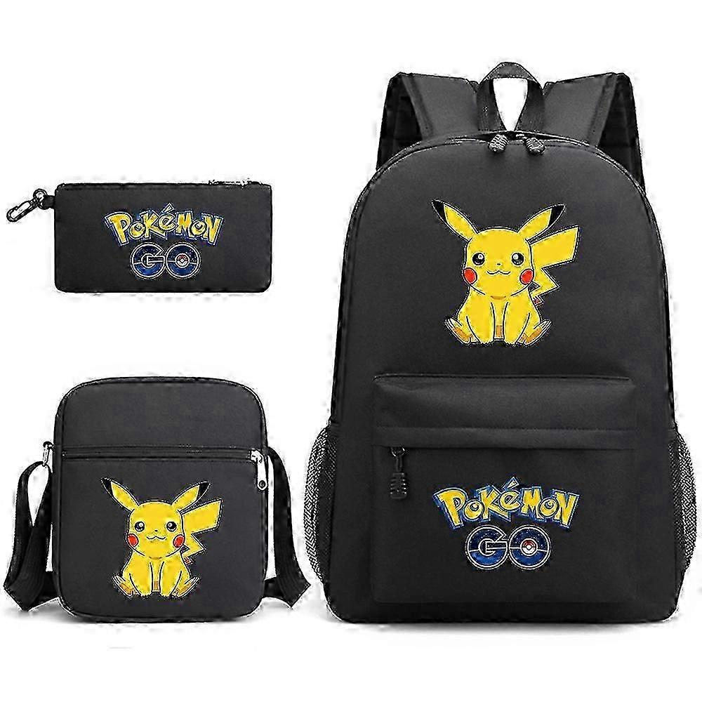 Pikachu School Bag Backpack Pencil Case Shoulder Bag Three-piece Set  jm