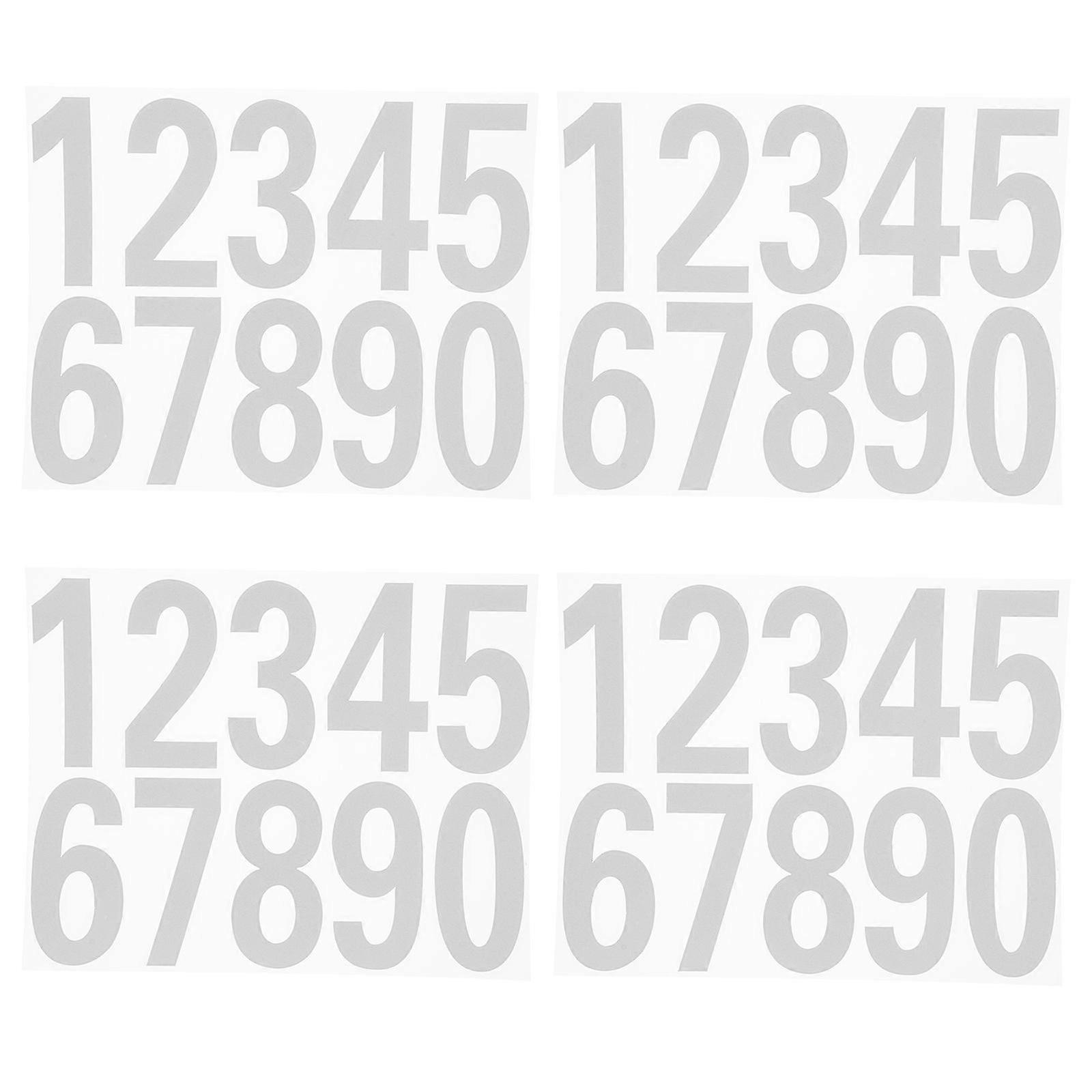 4 Sets Number Digits Decal Reflective Stickers for Car Street Address Mailbox