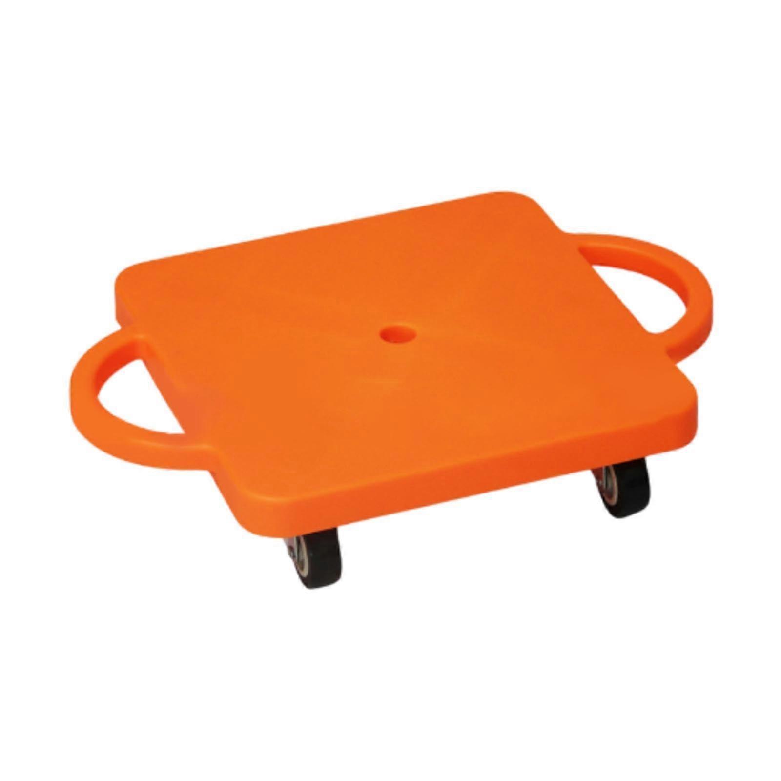 Floor Scooter Board with Handles for Kids, Square Rollers for Indoor and Outdoor Play, Orange, Ideal for Homeschool Activities
