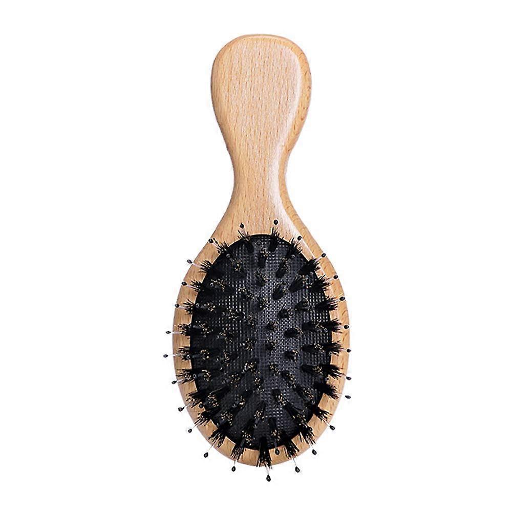 Portable Airbag Comb Beech Wood Mini Massage Oval Antistatic Comb for Hair Care and Styling, 1 Piece