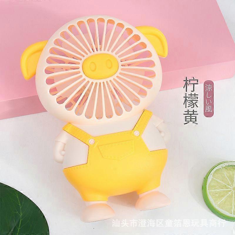 Cartoon Mini Fan Cute Pig With Light Charging Small Fan Student Dormitory Office Usb Mini Fan Girl Gift