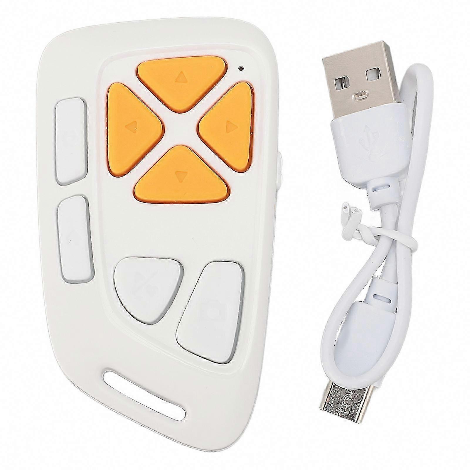 Wireless Bluetooth Page Turner Remote Control with Camera Shutter & Mute Key for Smartphones Tablets - White