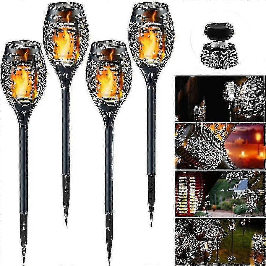 Solar Flame Lights, 12 Led Solar Torch Lights With Flickering Flame, Waterproof