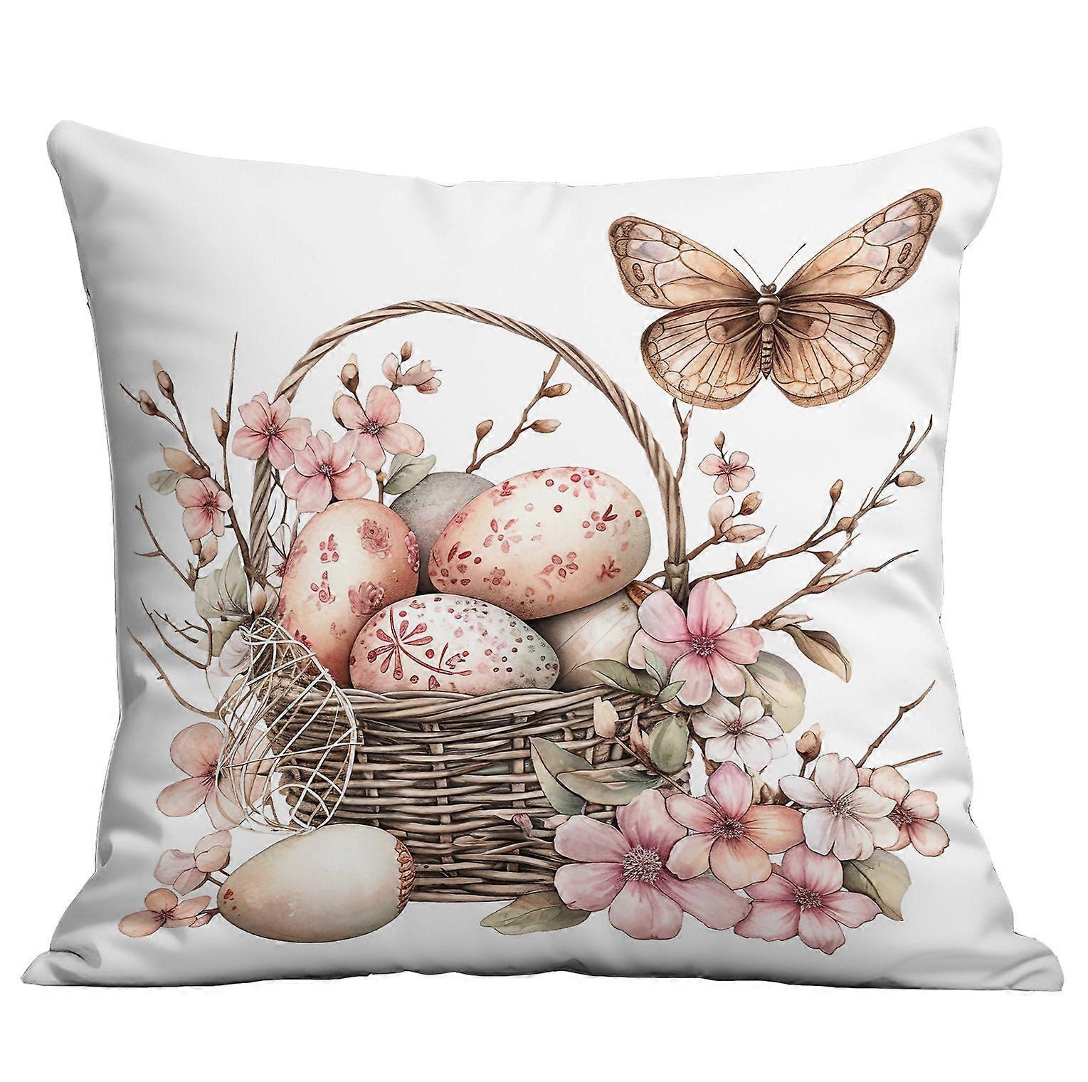 4pcs Of Easter Retro Flower Rabbit Egg Pillowcases, Home Sofa Cushions And Pillow Covers