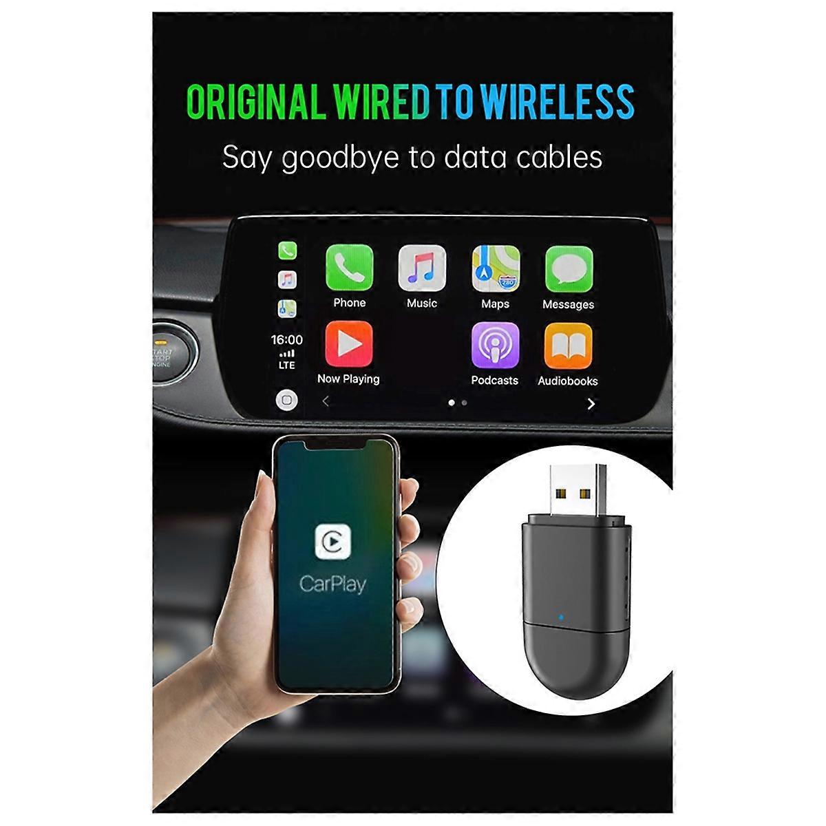 2-i-1 Trådlös Carplay Android Auto Adapter Smart AI Box Dongle Stöd USB & Typ-C Trådbunden till Trådlös Adapter