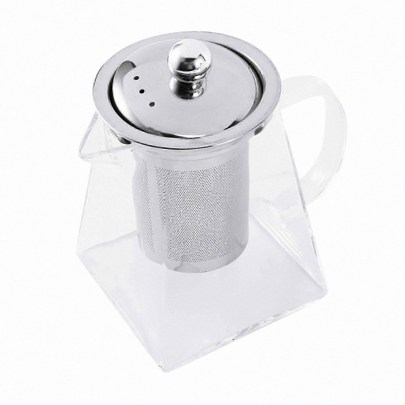 Square Glass Teapot with Infuser, 550 Ml Borosilicate Tea Pot with Strainer, Clear Leaf Tea Pots fo