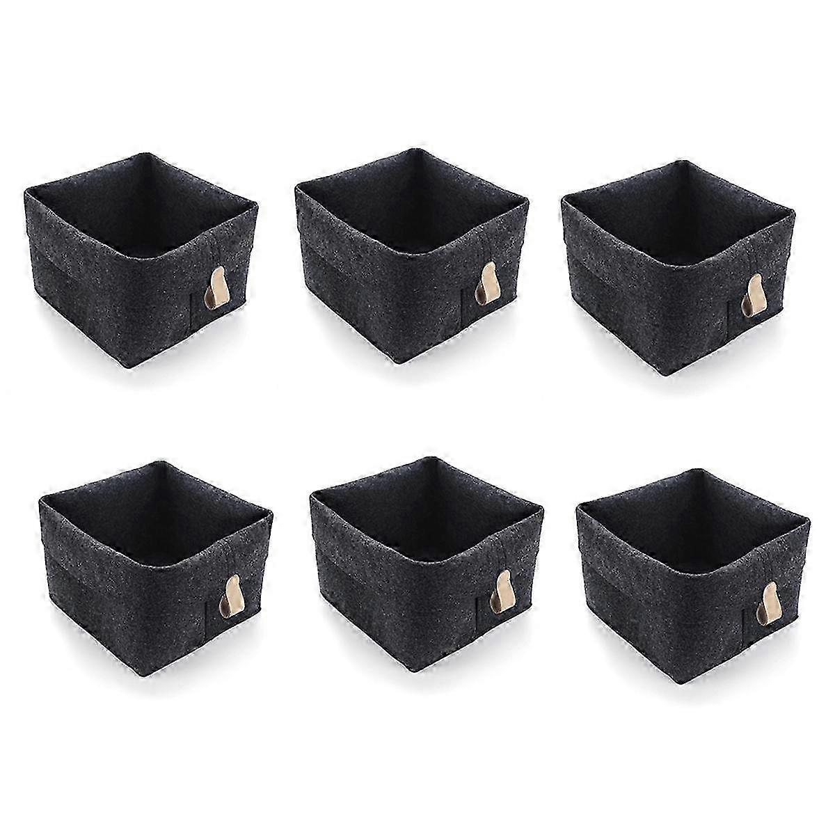 6Pcs Storage Cubes Felt Fabric Cube Storage Bins Collapsible Storage Bins with Hanging Ring Foldable Cube Baskets