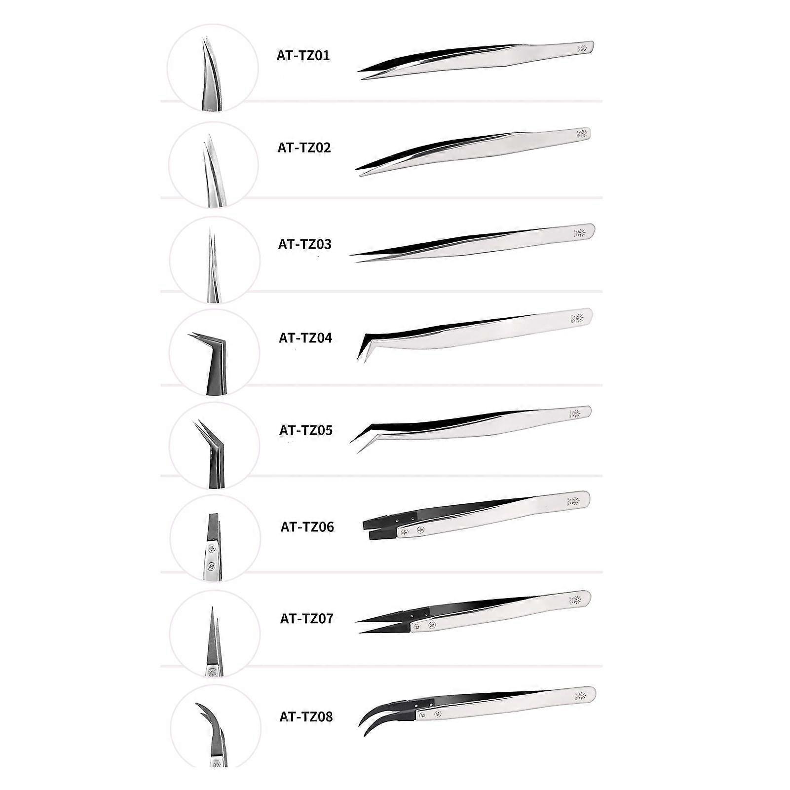 DSPIAE AT-TZ presisjonspinsett i rustfritt stål for modeller