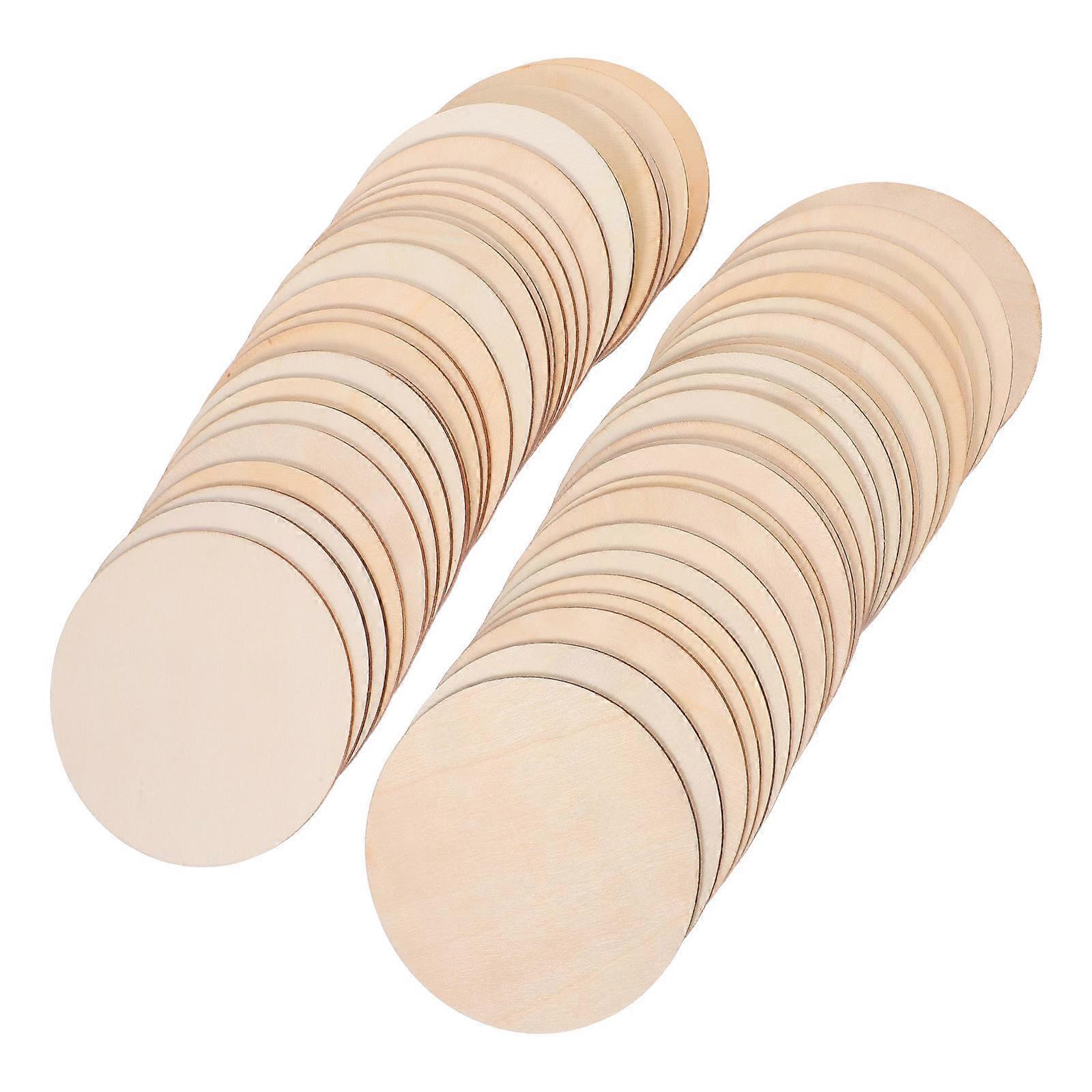Round Craft Wood Pieces 50Pcs Unfinished Wood Circles Perfect For Classroom Projects Decorating 10X10X0.27CM Smooth Surface Feature
