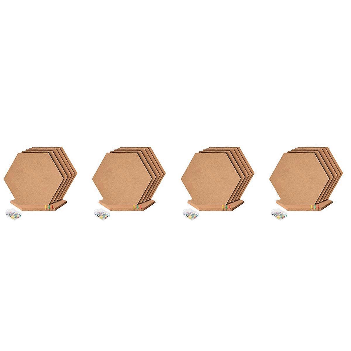 24Pcs Hexagon Cork Board Tiles Self Adhesive Thick Corkboards for Wall Memo Boards Pin Board Decorat