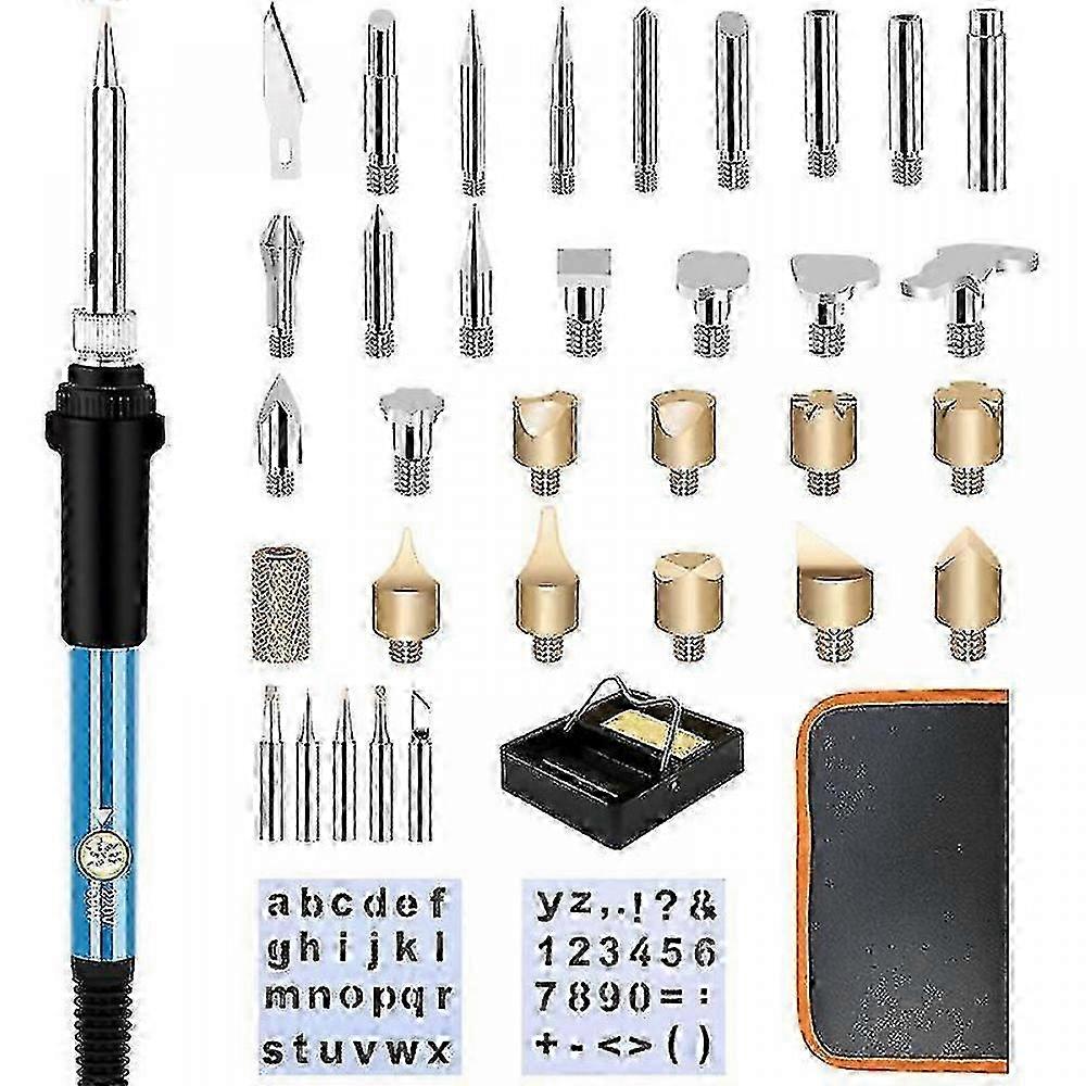 Wood Burning Pyrography Soldering Iron Kit with 37PC Tools, 60W Power for Adult DIY Craft Burning on Wood, Cork & Leather - Temperature Adjustable