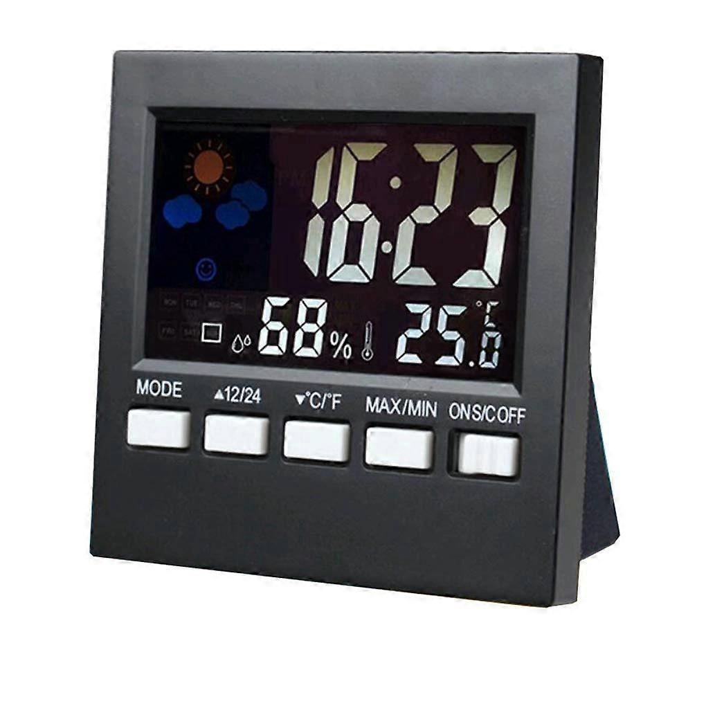 LED Digital Alarm Clock With Calendar Weather Station Thermometer Hygrometer Color Screen