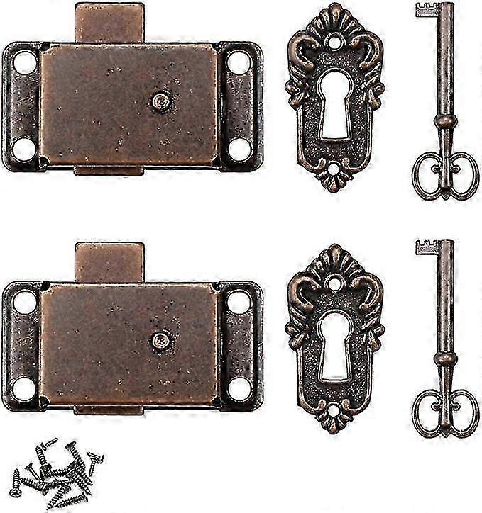 2025 2 Pcs Sets Of Antique Cabinet Door Locks, For Cabinets, Drawers, Boxes Jskee