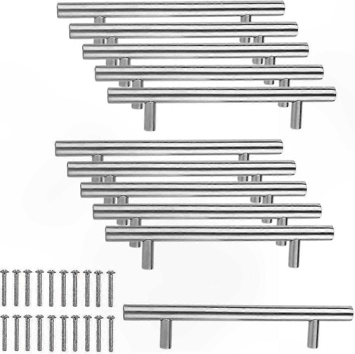 10 قطع T-Handle سحب ، 96 مم تباعد ثقب ، مقابض خزانة من الفولاذ المقاوم للصدأ المصقول لاستخدام المطبخ والباب