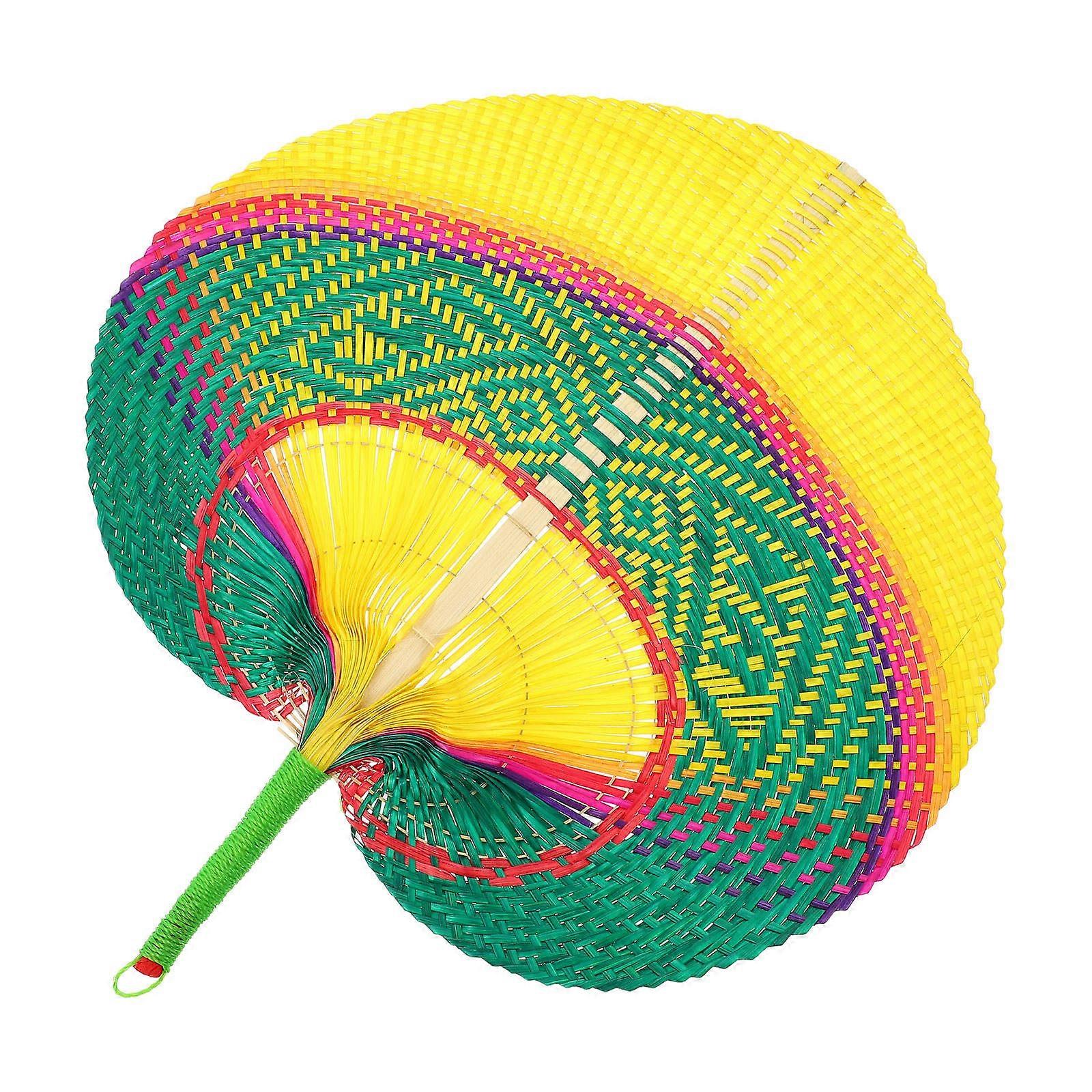 Handwoven Peach Shape Fan for Summer Use Made of Durable Synthetic Material Multi Color